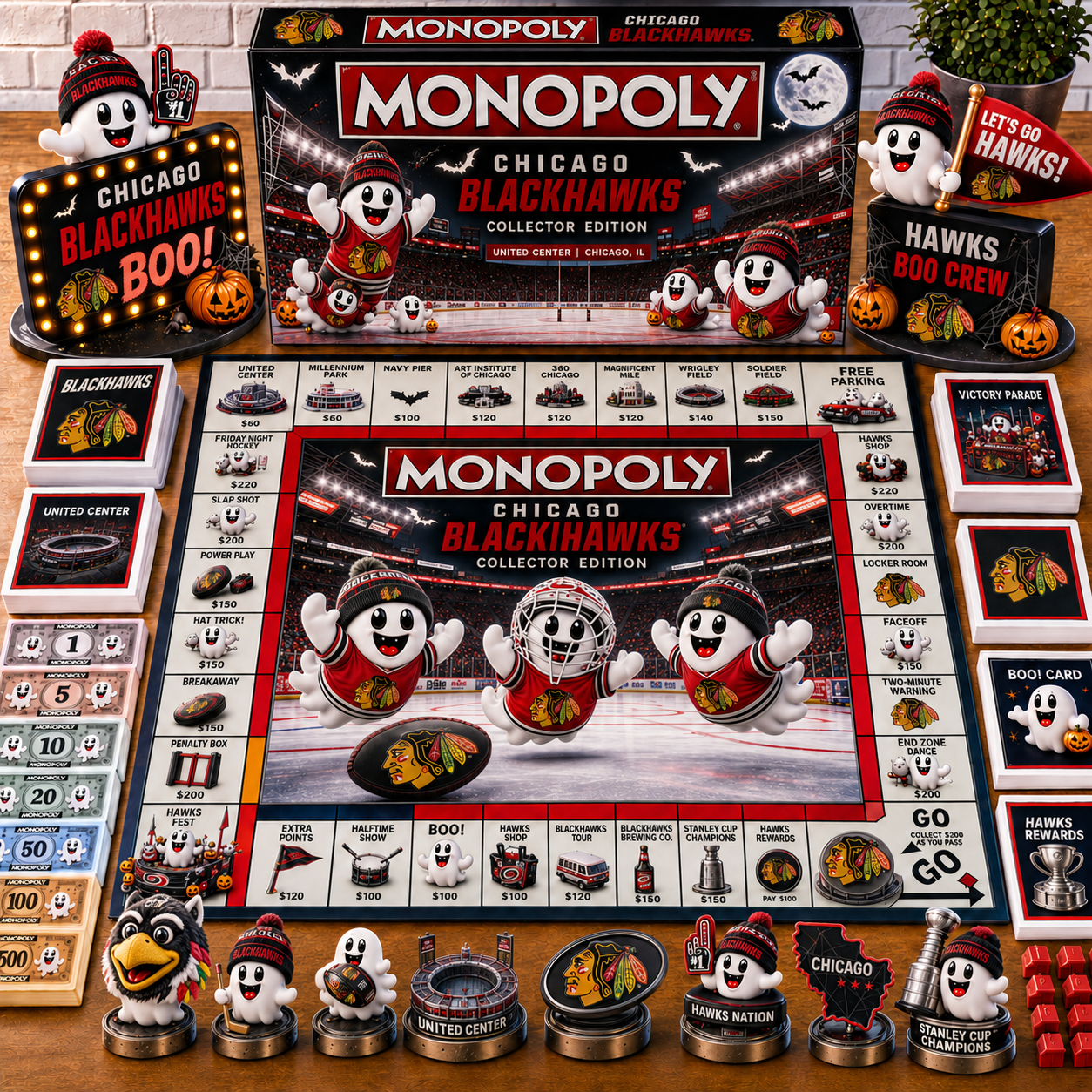 Premium NHL CB Halloween Ghost Monopoly Collector’s Edition Board Game V6