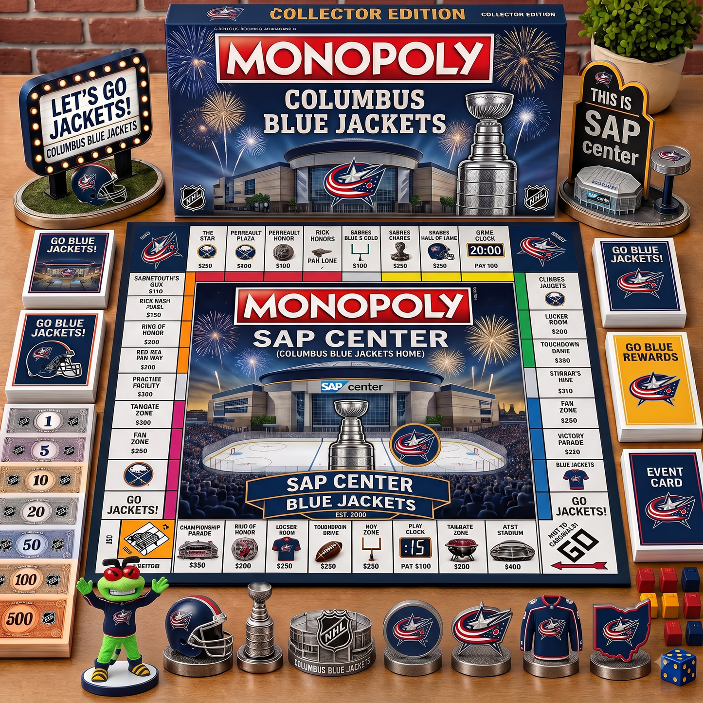 Premium NHL CBJ Championship Anniversary Monopoly Collector’s Edition Board Game V3