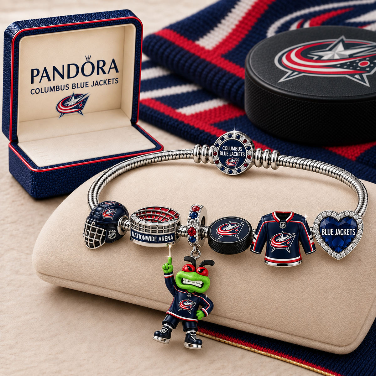 Premium NHL CBJ Gold Charm Bracelet Set