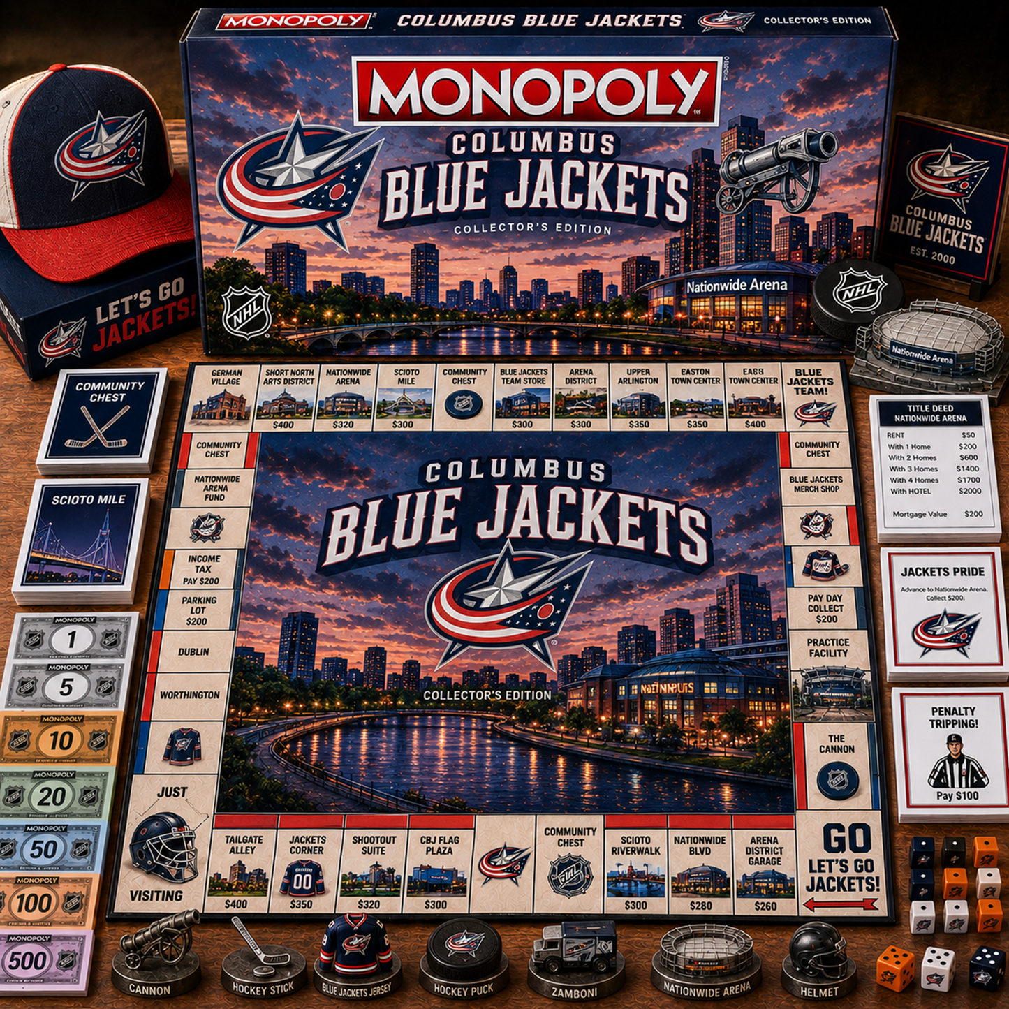 Premium NHL CBJ Legacy Monopoly Collector Edition Board Game V2 NMD 150826 TTV