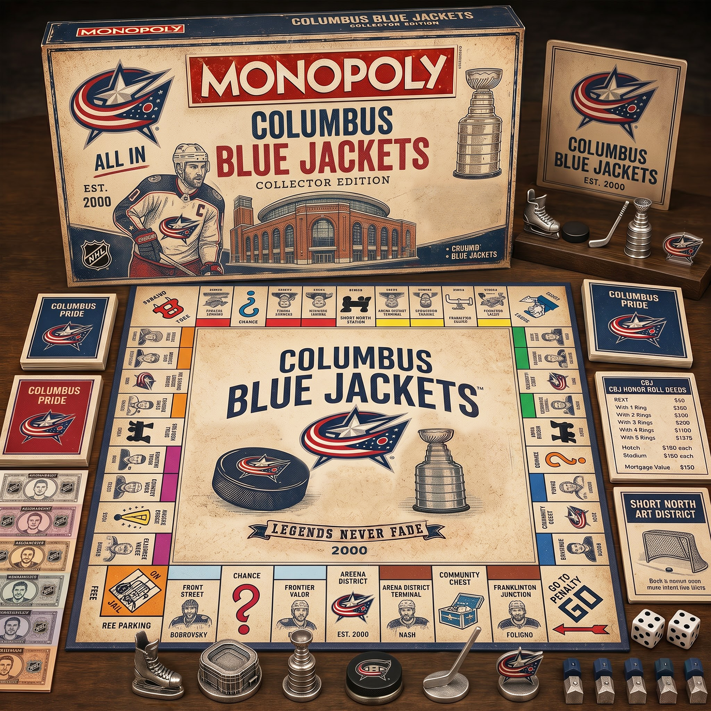 Premium NHL CBJ Retro Heritage Monopoly Collector’s Edition Board Game V7