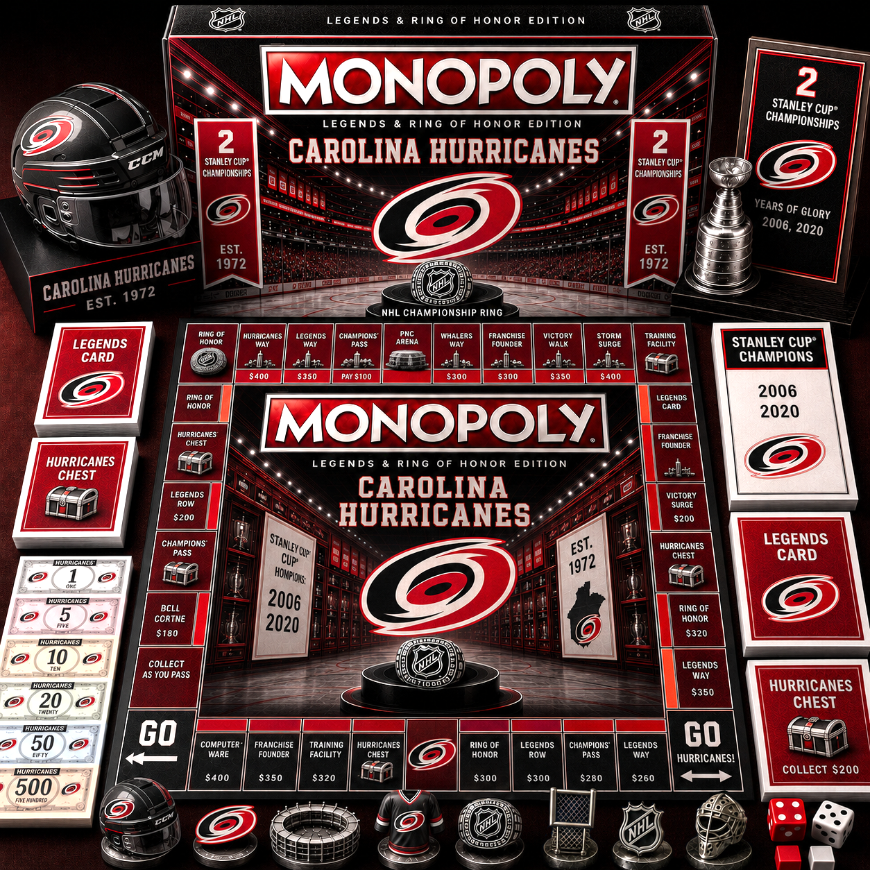 Premium NHL CH Legends & Ring Monopoly Collector’s Edition Board Game V9