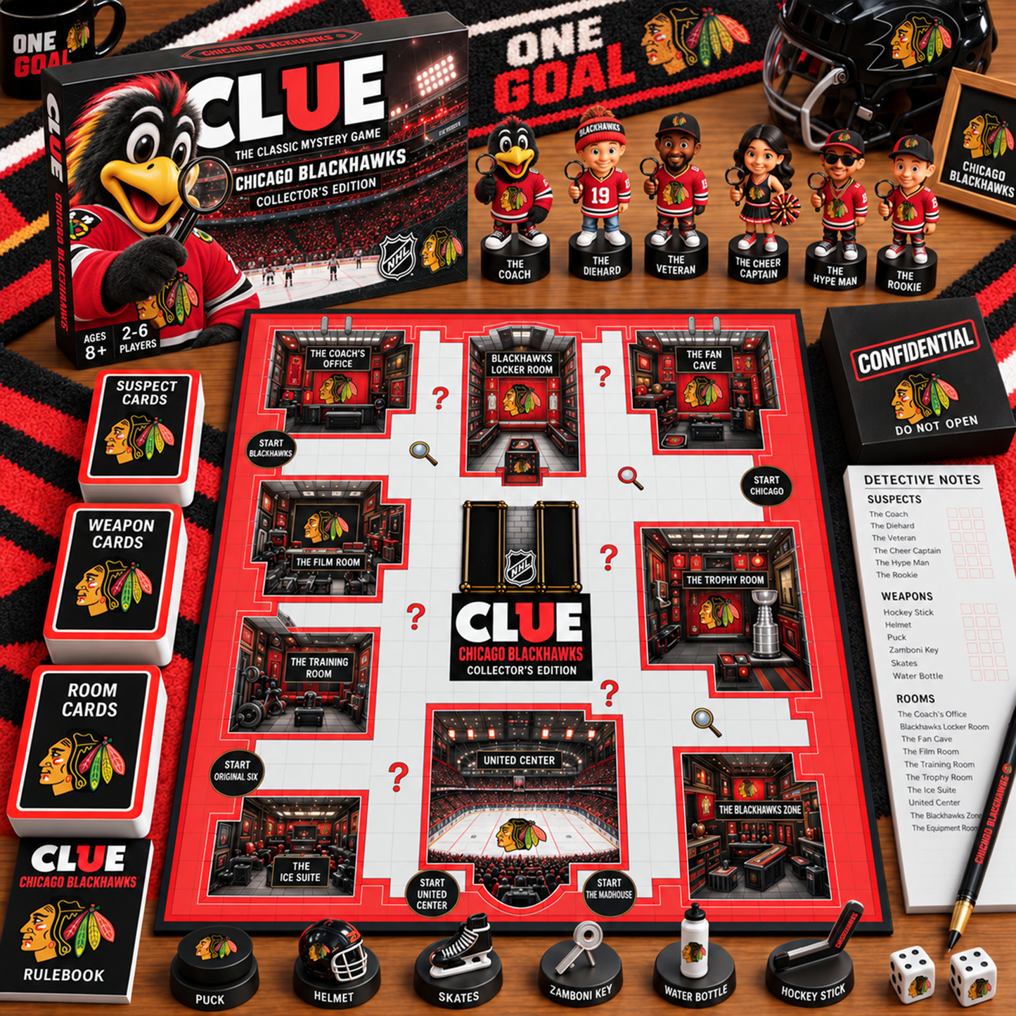 Premium NHL CHI Clue Collector’s Edition Board Game