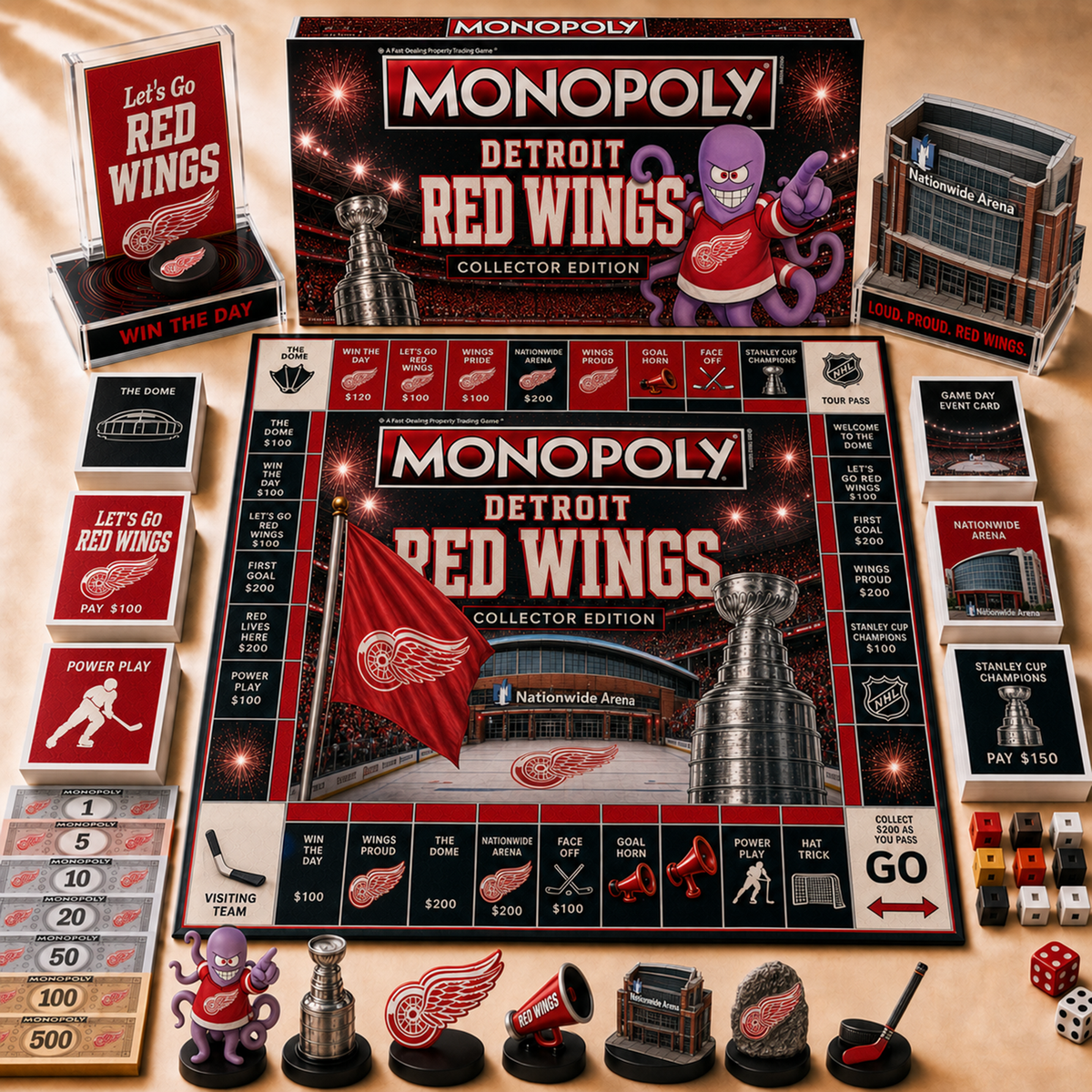 Premium NHL DET Hall of Fame Monopoly Collector’s Edition Board Game V12