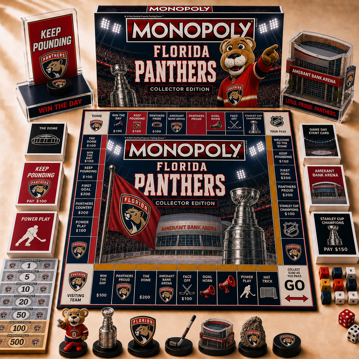 Premium NHL FLO Hall of Fame Monopoly Collector’s Edition Board Game V12