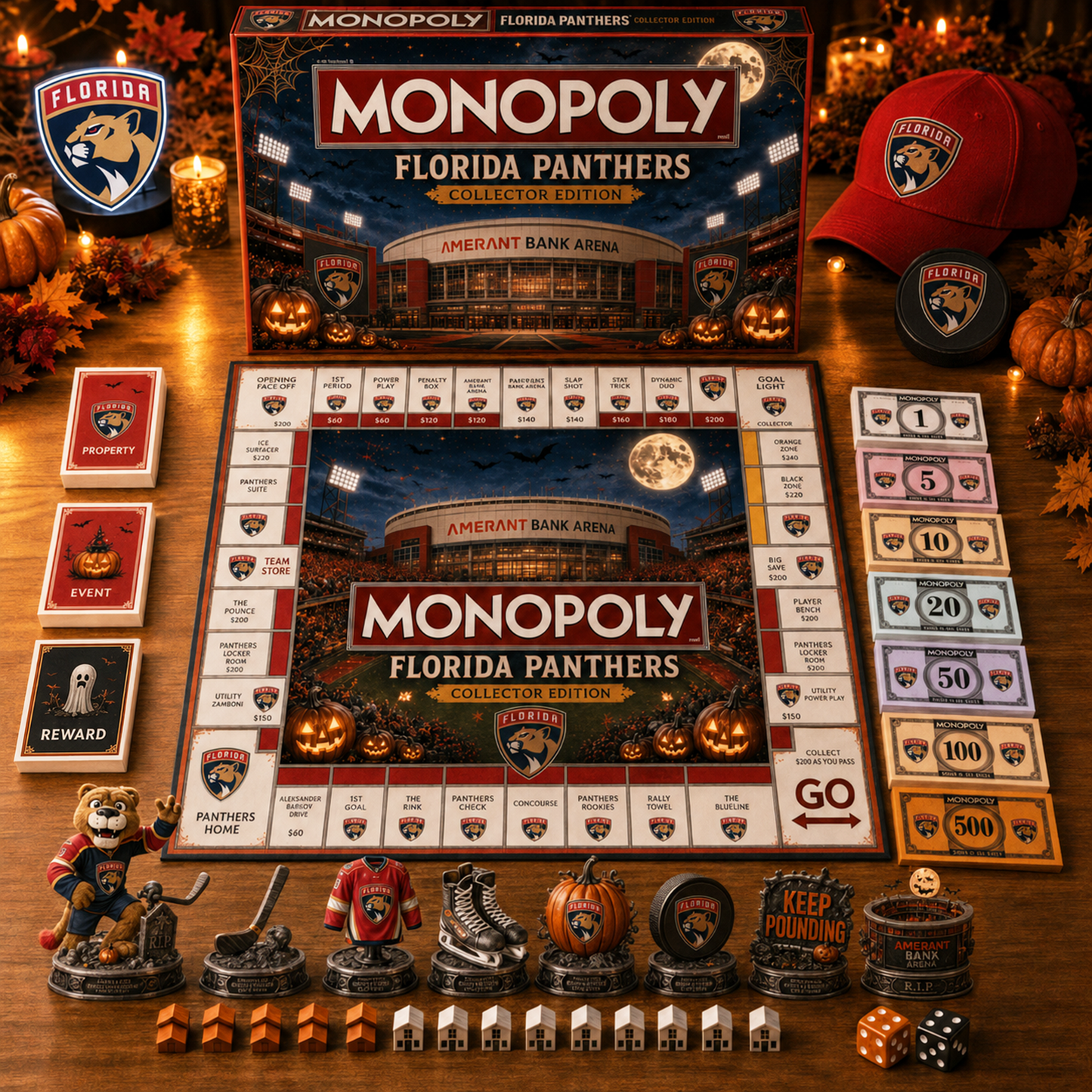 Premium NHL FLO Halloween Stadium Monopoly Collector’s Edition Board Game V10