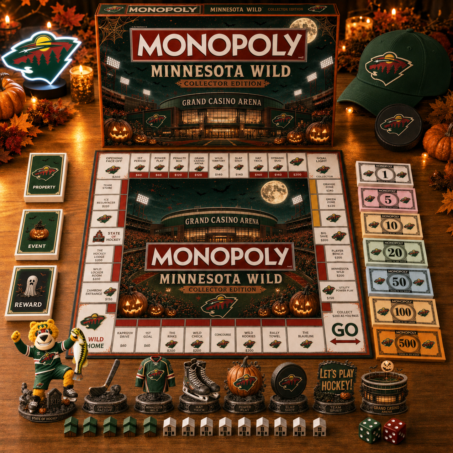 Premium NHL MIN Halloween Stadium Monopoly Collector’s Edition Board Game V10