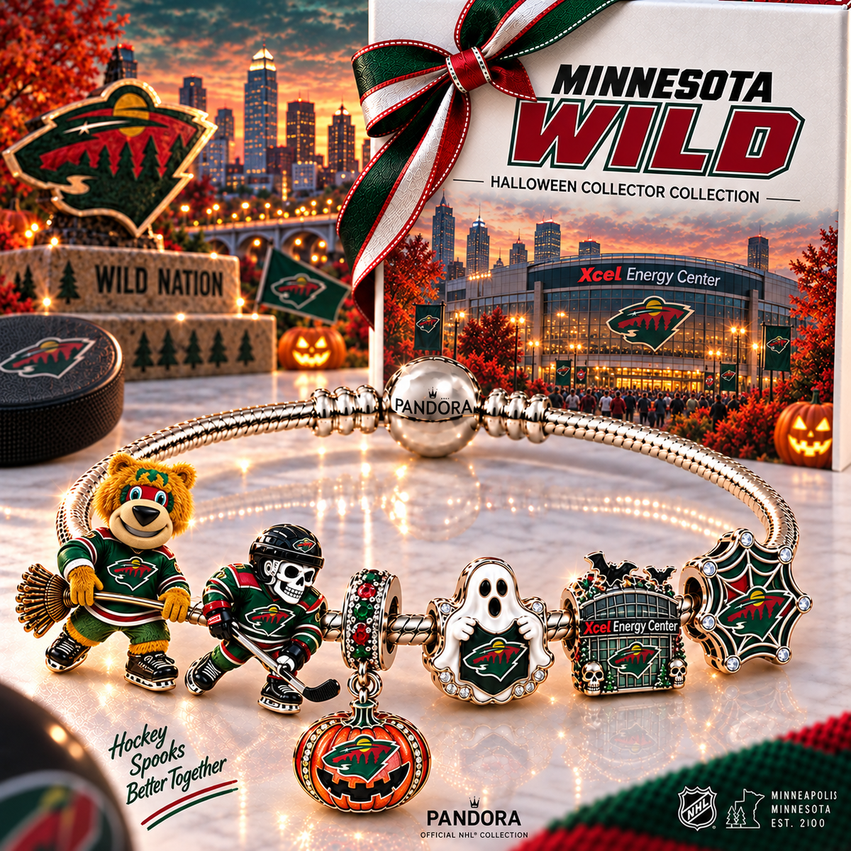 Premium NHL MW Halloween Gold Charm Bracelet Set V4