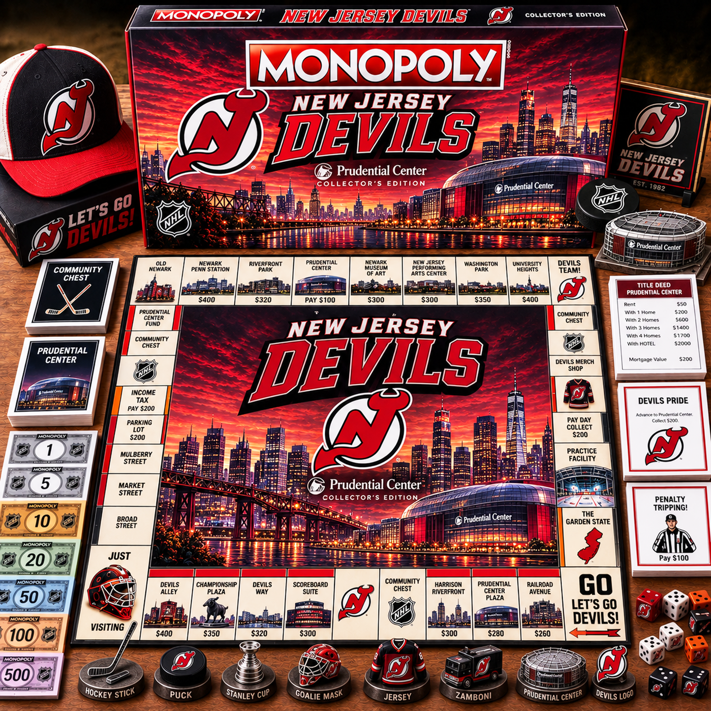 Premium NHL NJD Legacy Monopoly Collector Edition Board Game V2 NMD 150826 TTV