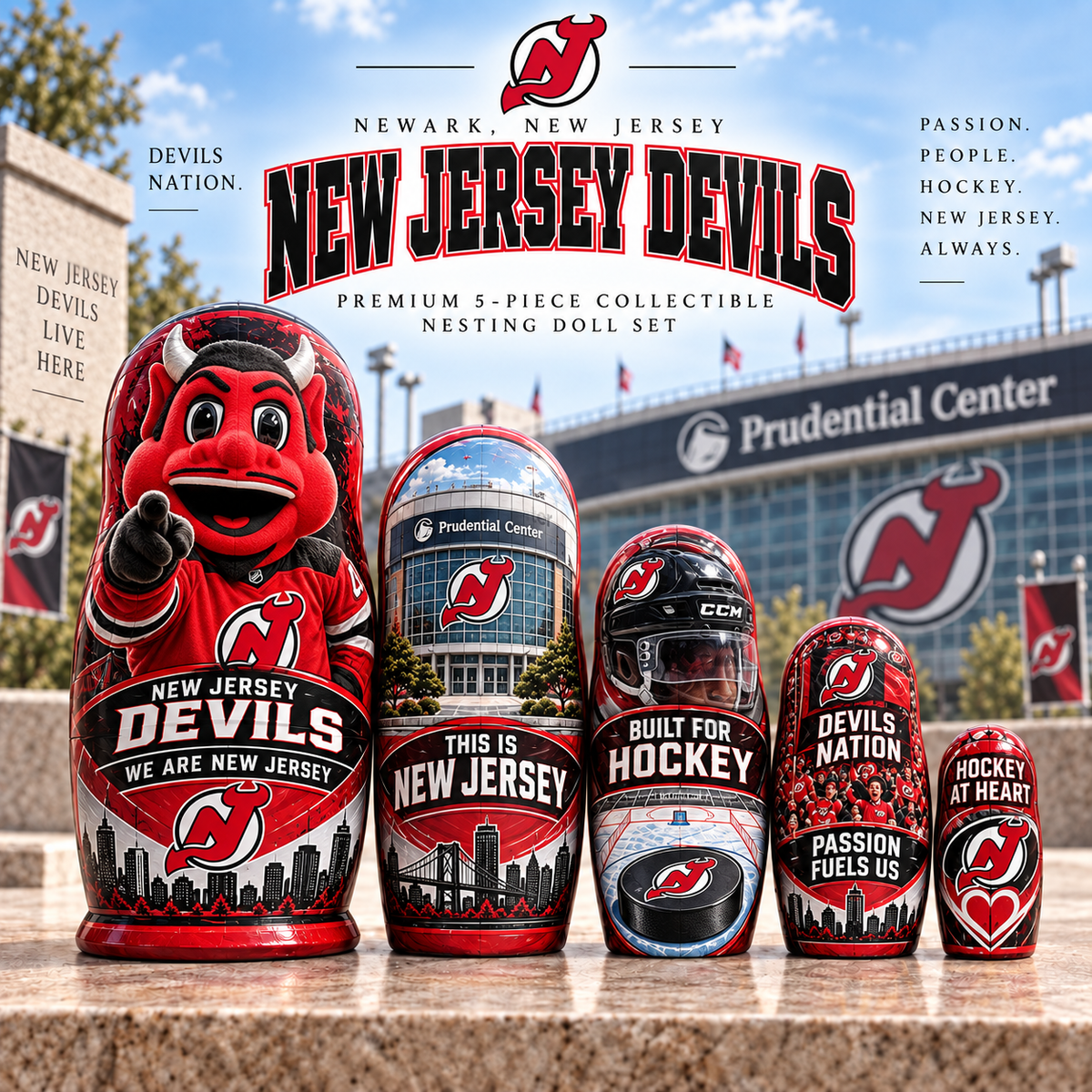 Premium NHL NJD Nesting Doll Set