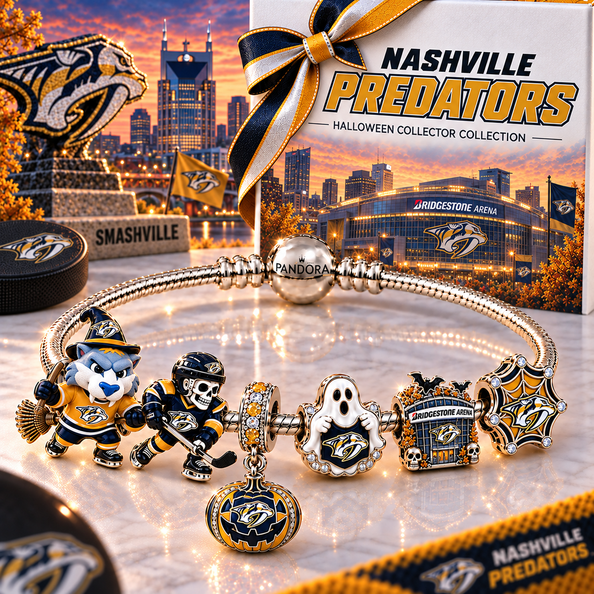 Premium NHL NP Halloween Gold Charm Bracelet Set V4