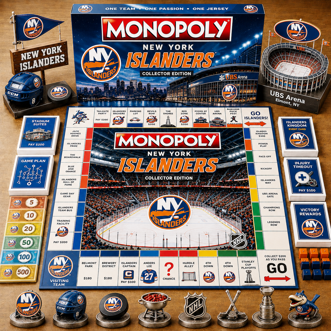 Premium NHL NYI Game Night Monopoly Collector Edition Board Game V5