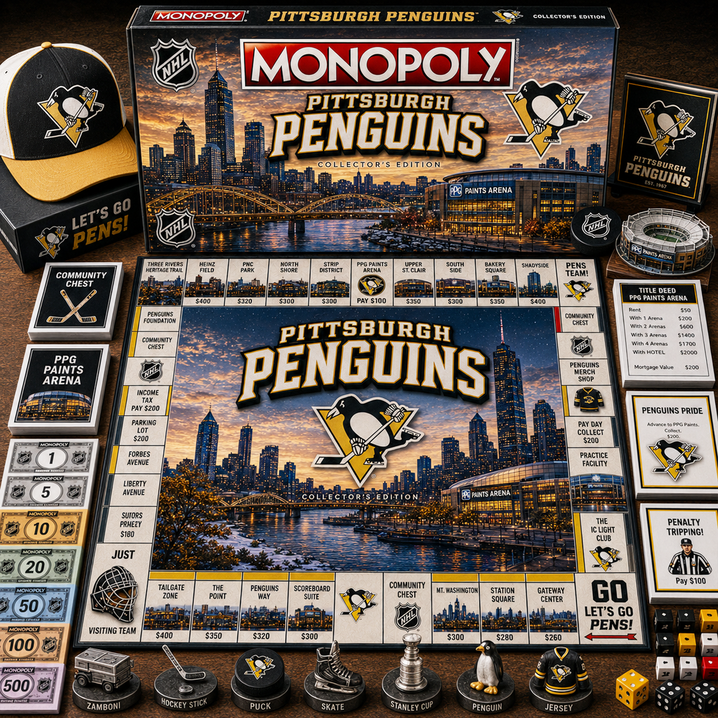 Premium NHL PIT Legacy Monopoly Collector Edition Board Game V2 NMD 150826 TTV
