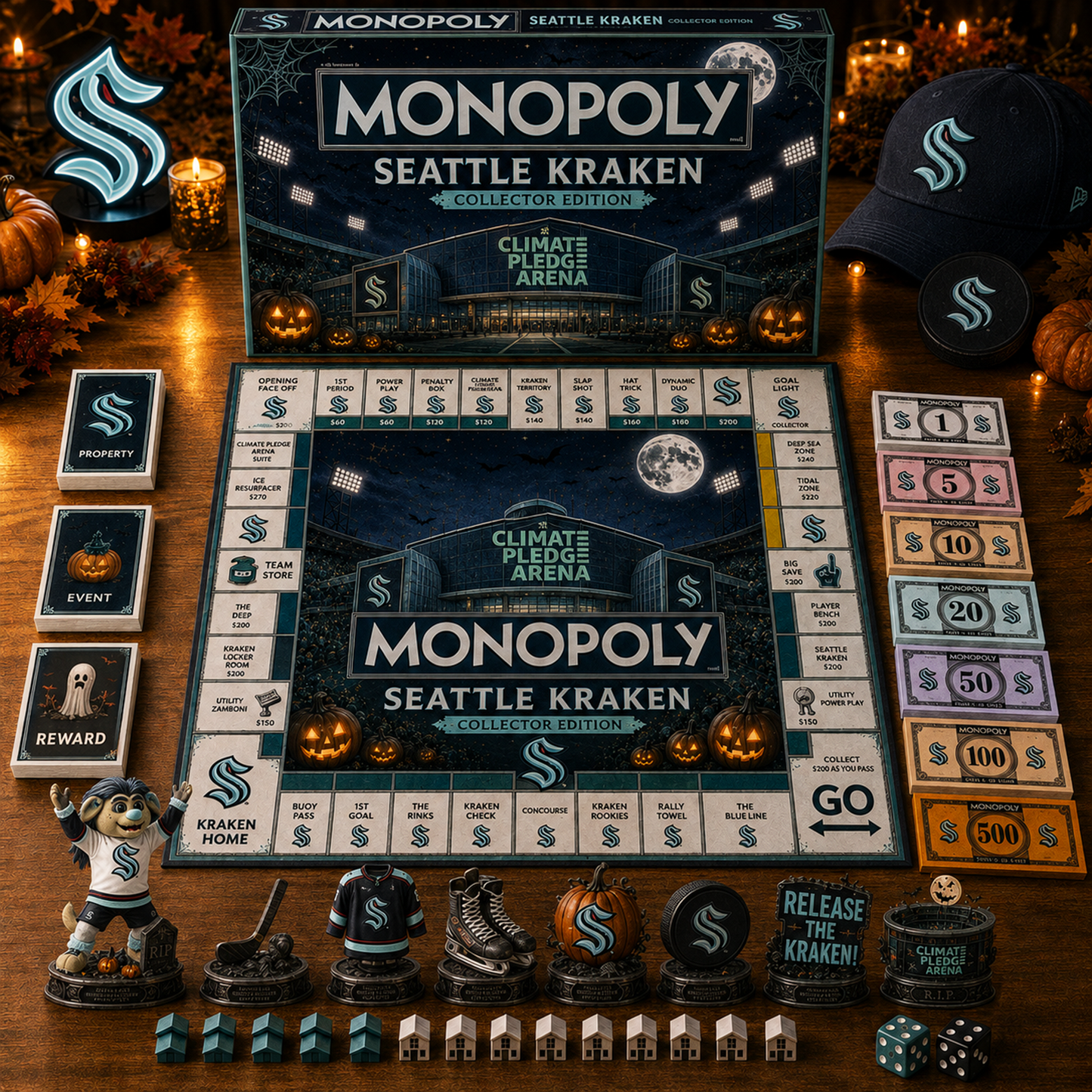 Premium NHL SEA Halloween Stadium Monopoly Collector’s Edition Board Game V10