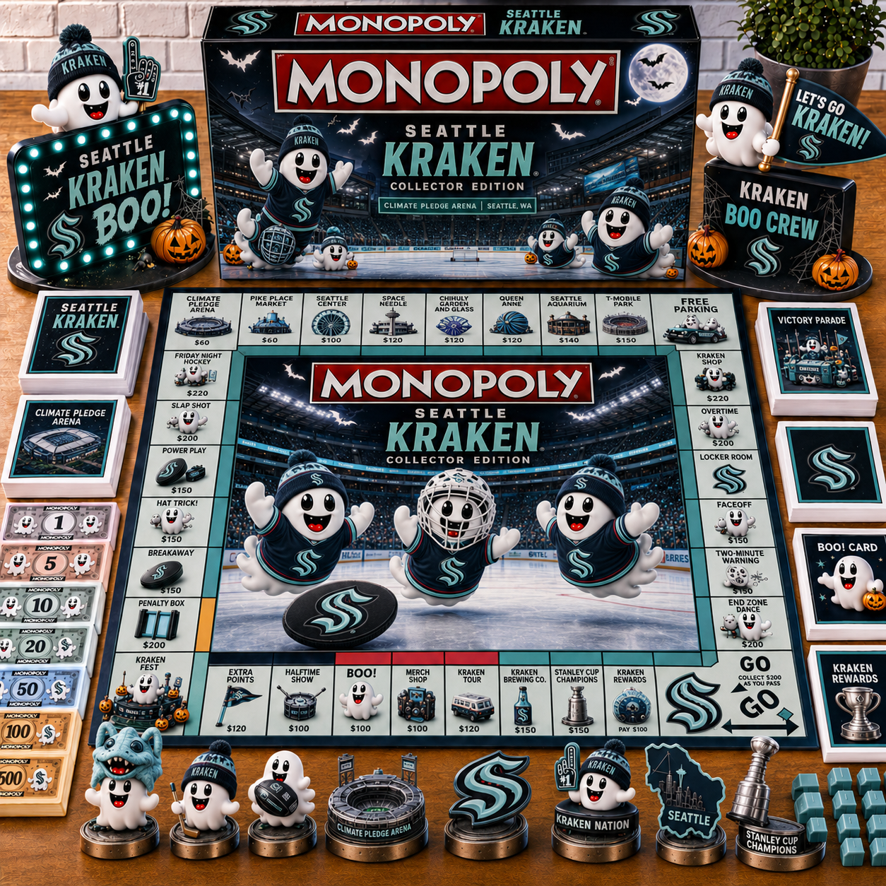 Premium NHL SK Halloween Ghost Monopoly Collector’s Edition Board Game V6