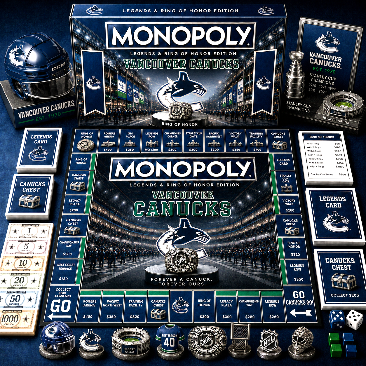 Premium NHL VC Legends & Ring Monopoly Collector’s Edition Board Game V9