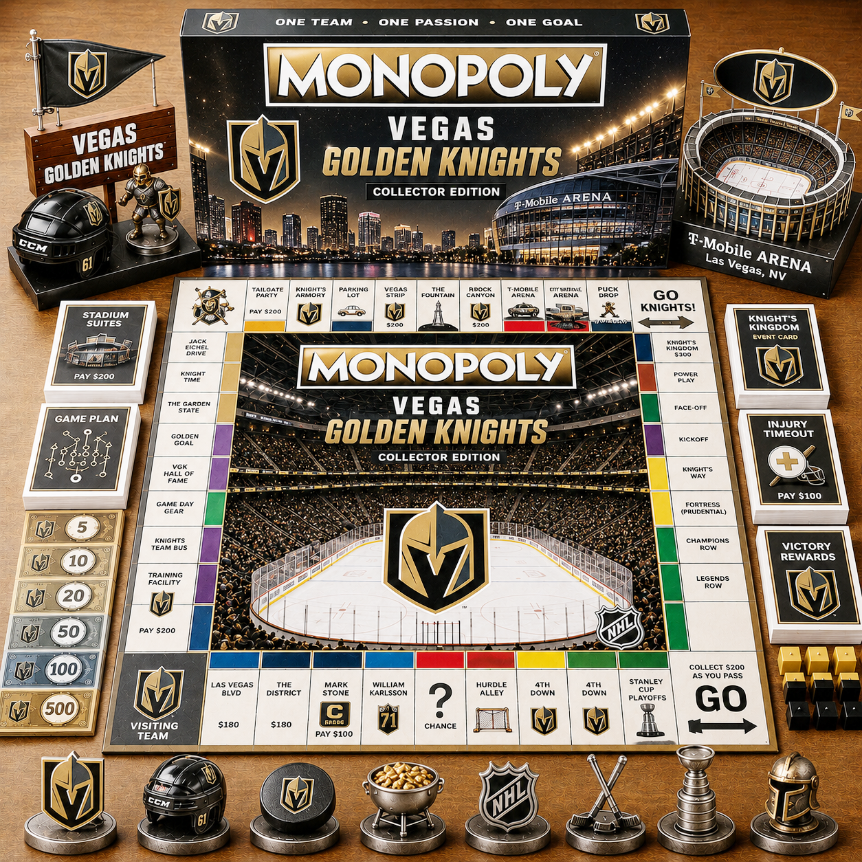 Premium NHL VGK Game Night Monopoly Collector Edition Board Game V5
