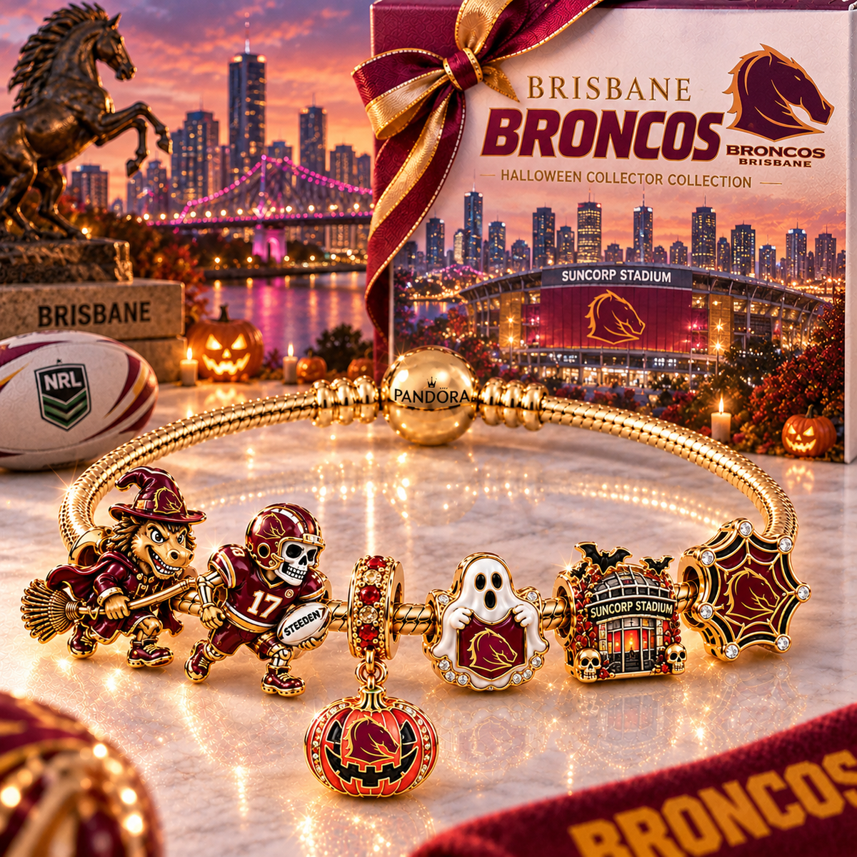 Premium NRL BB Halloween Gold Charm Bracelet Set V4