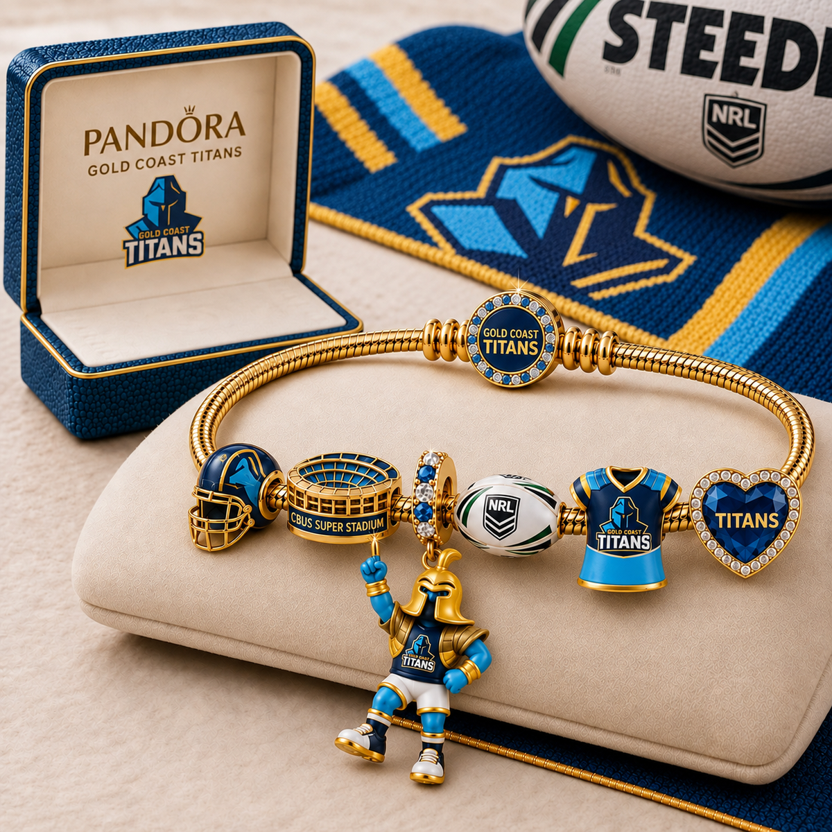 Premium NRL GCT Gold Charm Bracelet Set