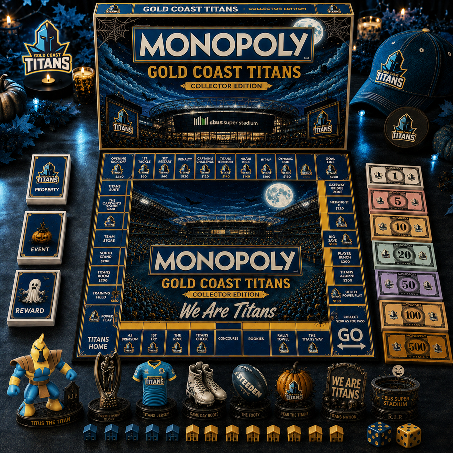 Premium NRL GCT Halloween Stadium Monopoly Collector’s Edition Board Game V10