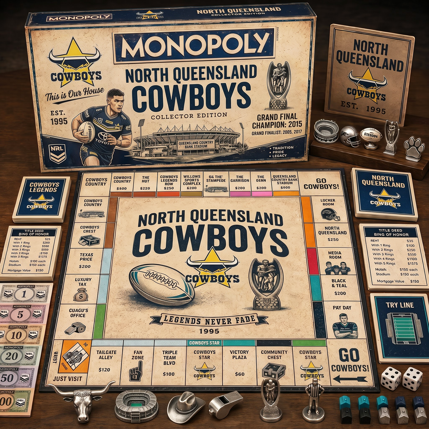 Premium NRL NQC Retro Heritage Monopoly Collector’s Edition Board Game V7