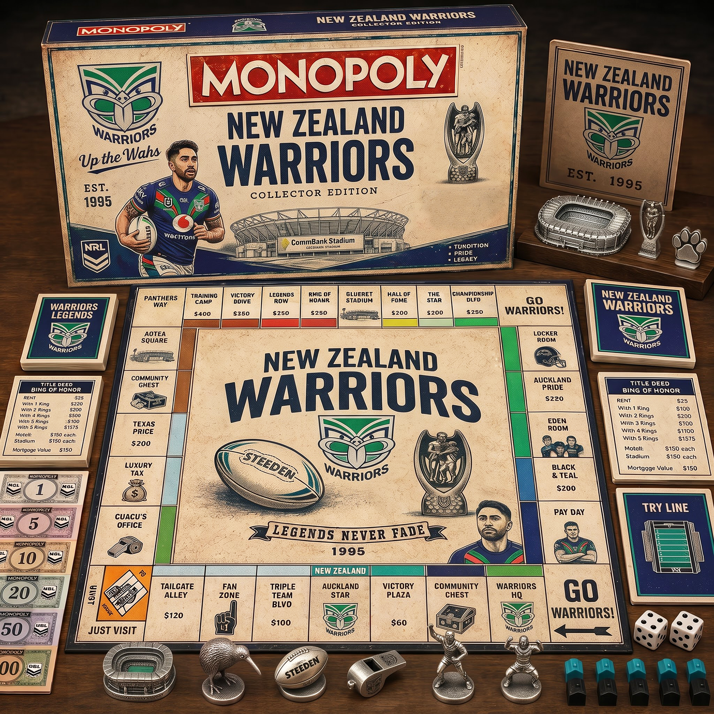 Premium NRL NZW Retro Heritage Monopoly Collector’s Edition Board Game V7