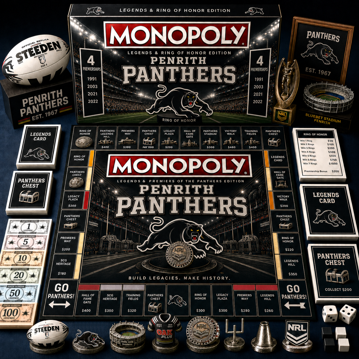 Premium NRL PP Legends & Ring Monopoly Collector’s Edition Board Game V9
