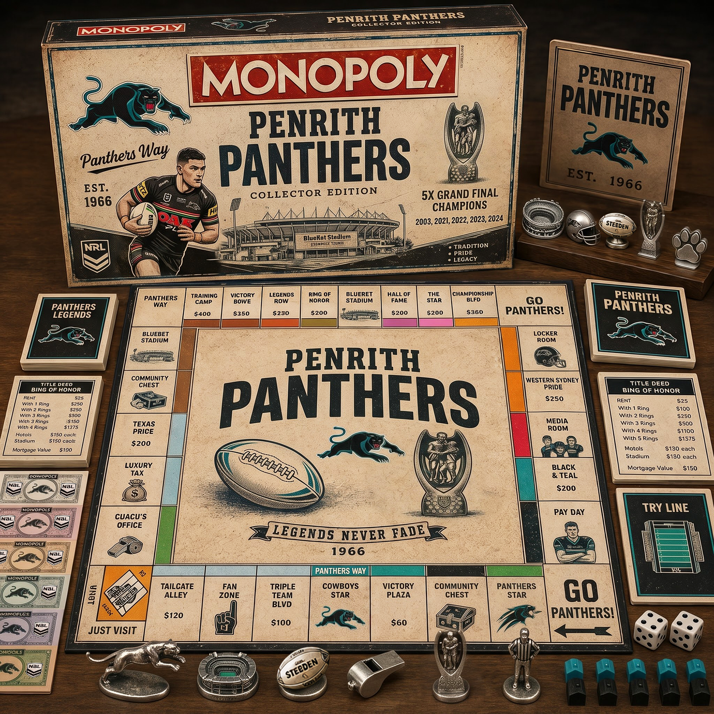 Premium NRL PP Retro Heritage Monopoly Collector’s Edition Board Game V7