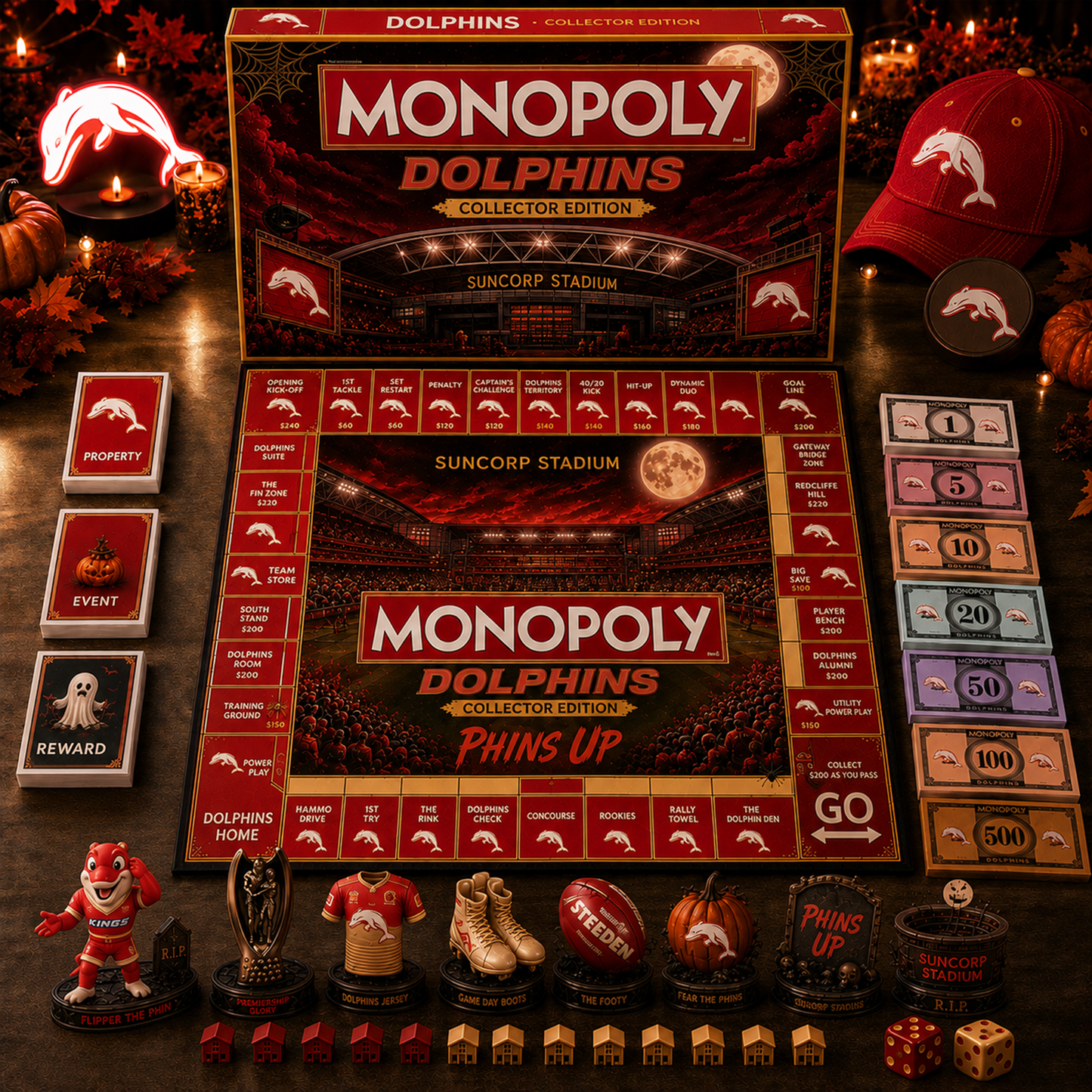 Premium NRL TD Halloween Stadium Monopoly Collector’s Edition Board Game V10
