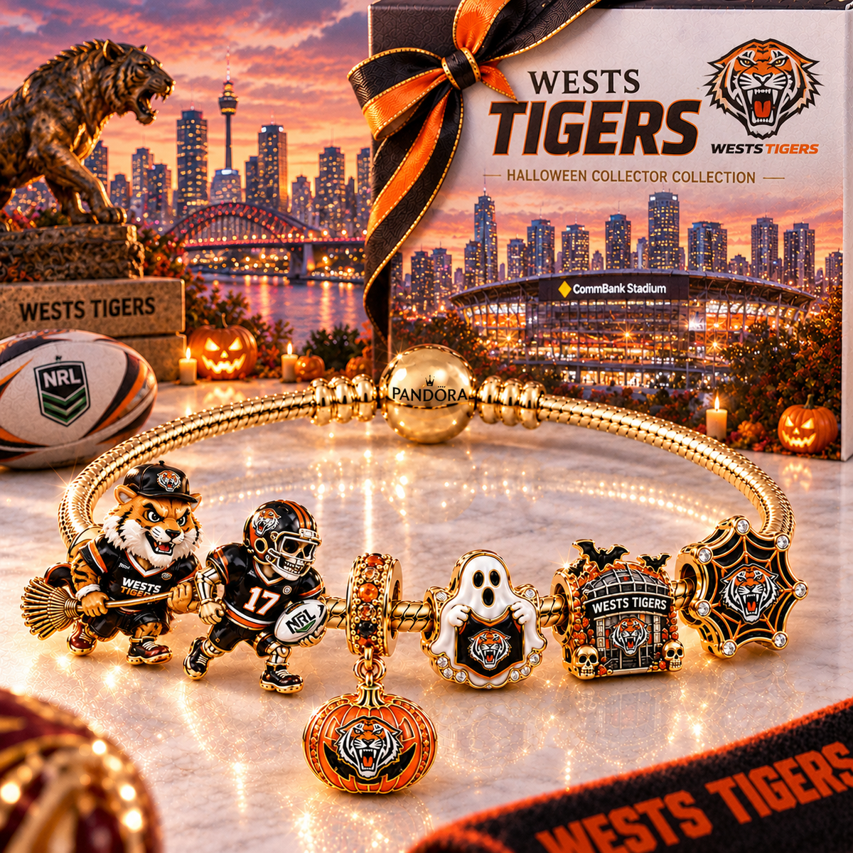 Premium NRL WT Halloween Gold Charm Bracelet Set V4