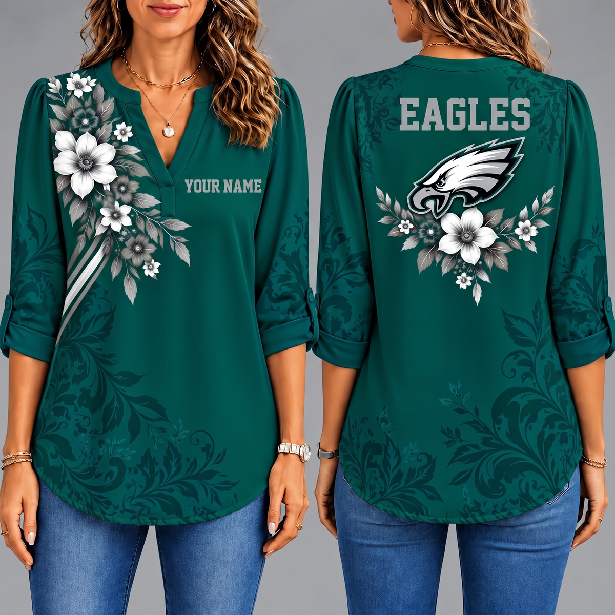 Premium PE x NFL Collegiate Floral Luxe Long Sleeve Collar