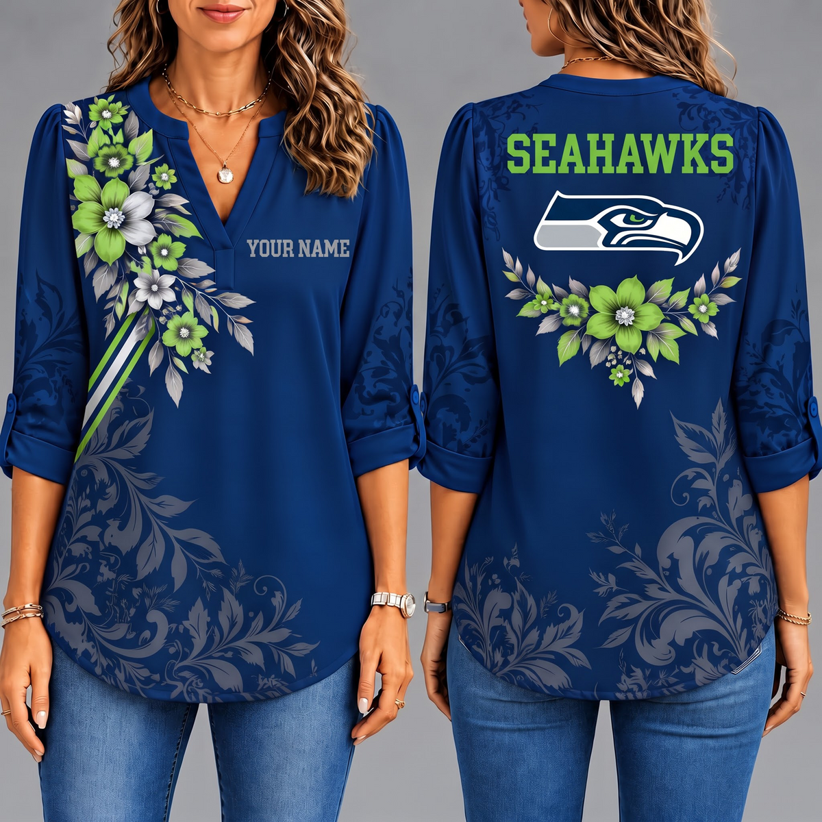 Premium SS x NFL Collegiate Floral Luxe Long Sleeve Collar