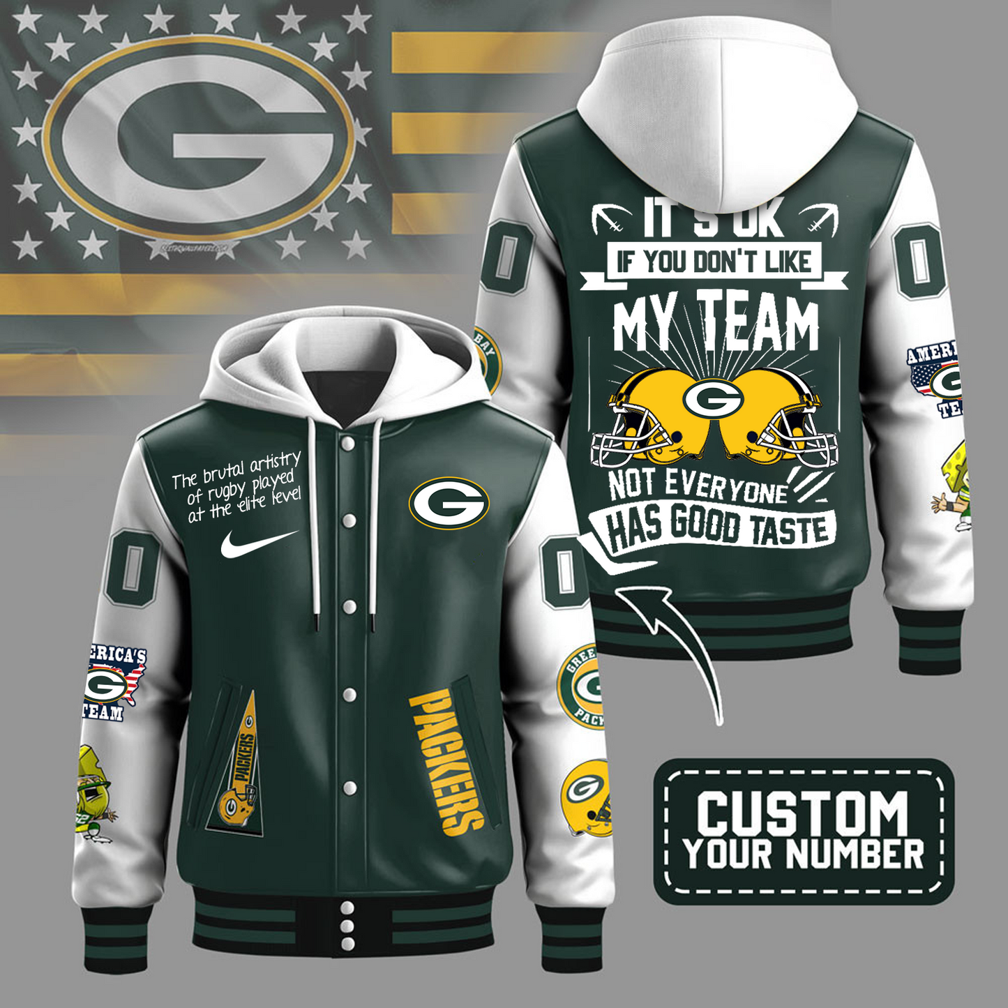 Premium NFL X GB Die Hard Fan Hooded Jacket Limited Edition NDT TDT 221125