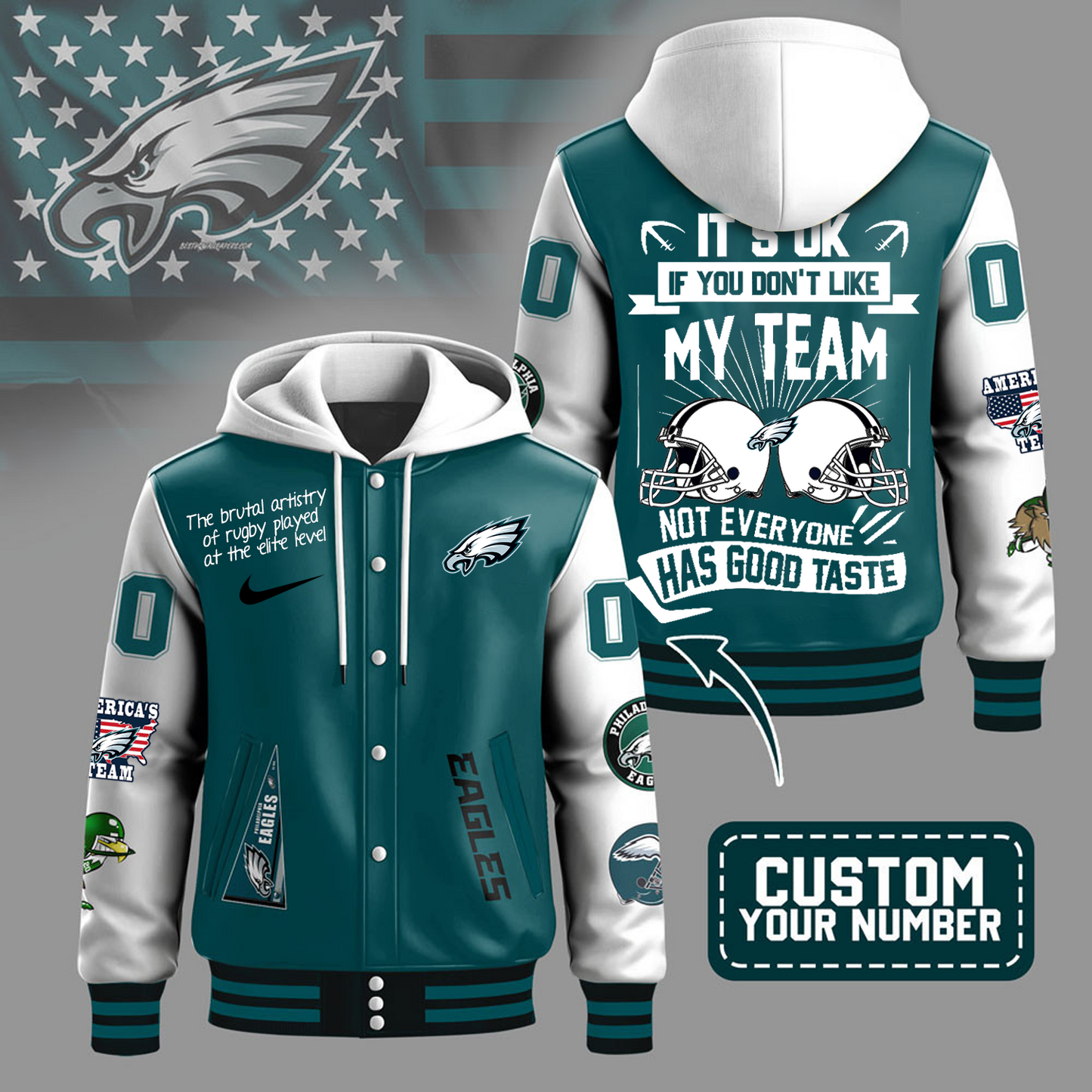 Premium NFL X PHI Die Hard Fan Hooded Jacket Limited Edition NDT TDT 221125