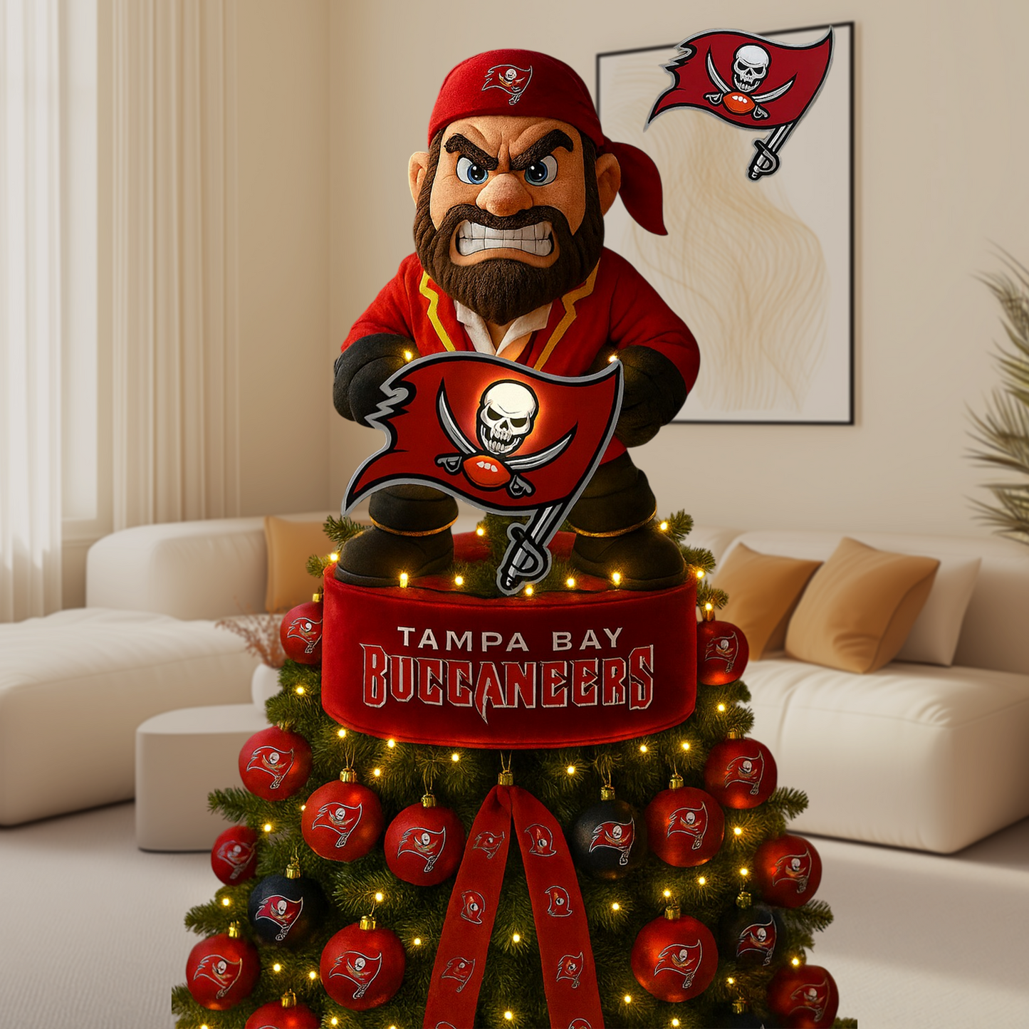 Premium NFL TB Mascot Acrylic Christmas Tree Topper V1 NAK PTTD