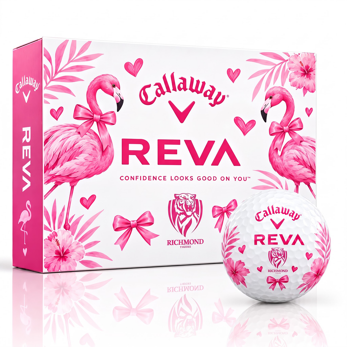 RIC X Callaway REVA AFL Tropical Pink Bow Golf Ball Set for Her