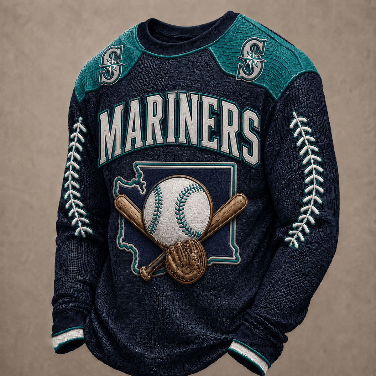 SEA X Premium MLB Vintage Baseball Stitch Sweatshirt