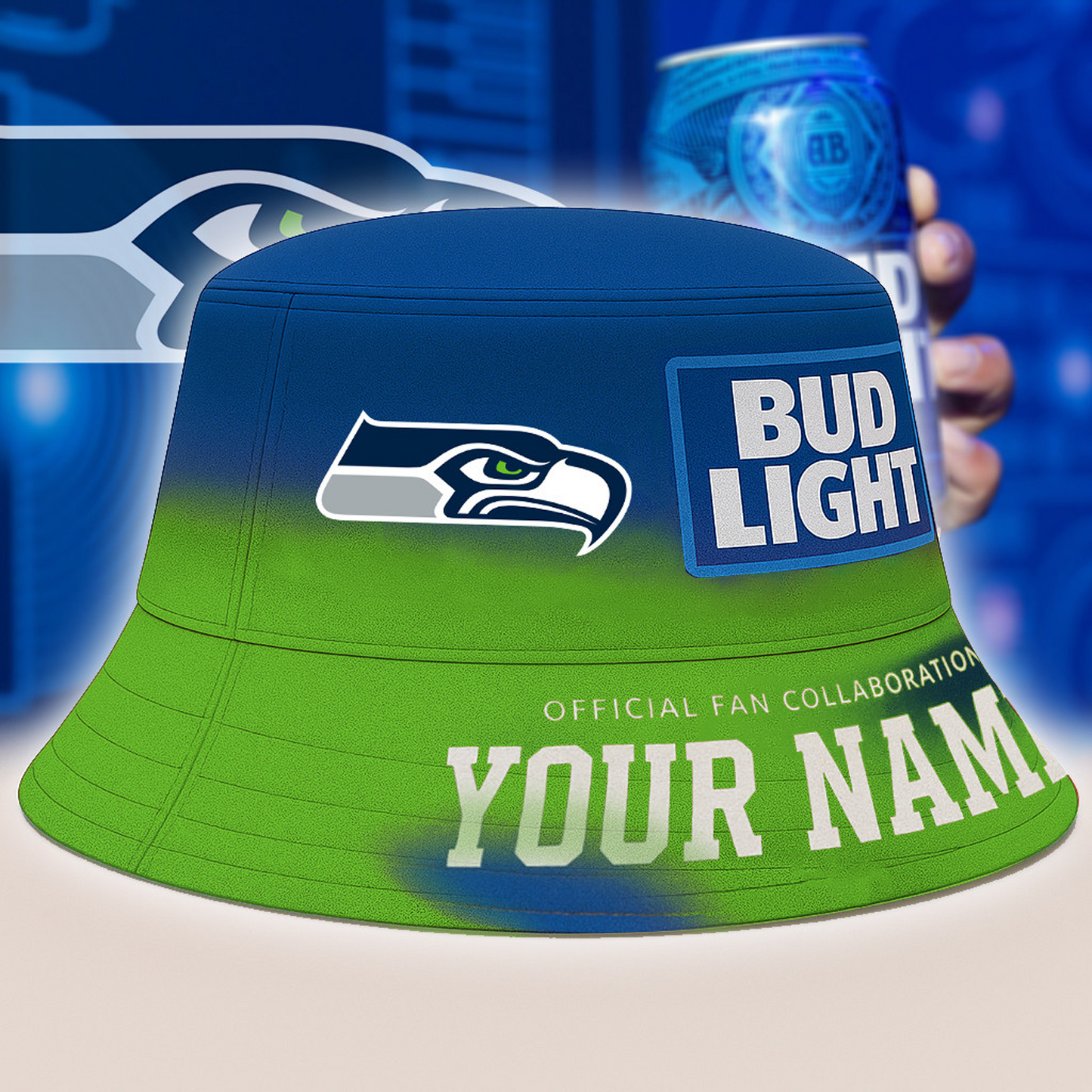SEA x NFL Bud Light Personalized Bucket Hat DATND TANTD