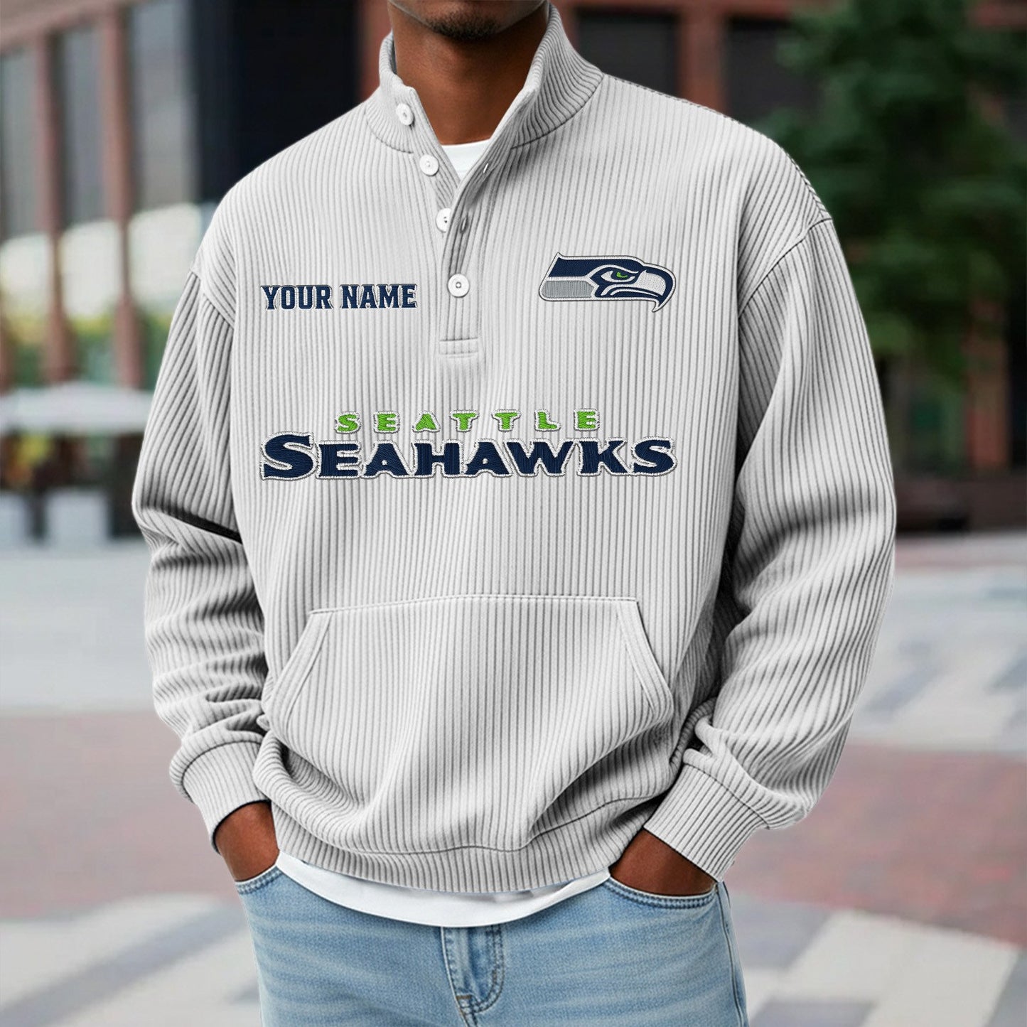 SEA x NFL Waffle High Neck Long Sleeved Sweatshirt DATND TANTD 221125