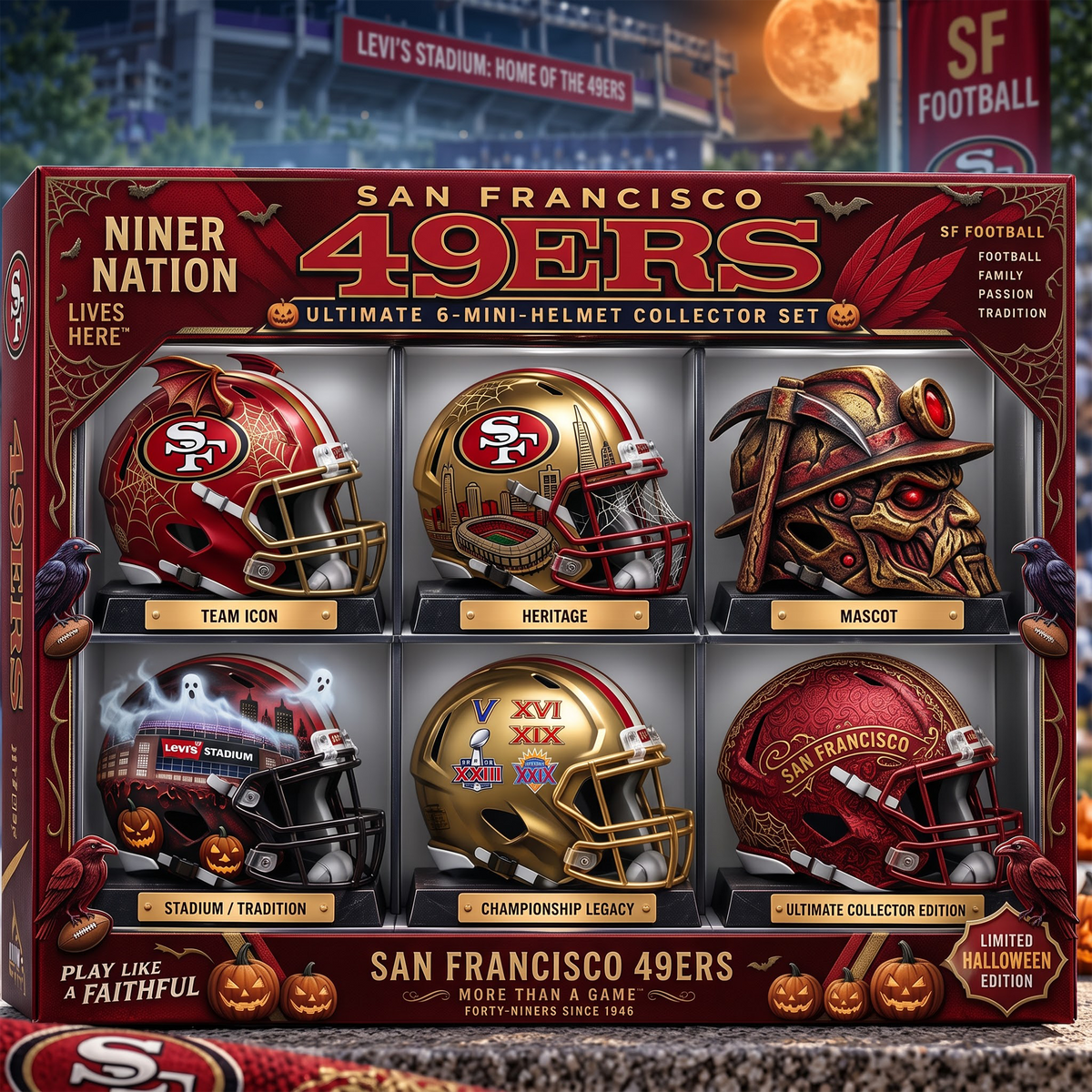 SF x NFL Ultimate 6-Mini-Helmet Collector Set - Limited Halloween Edition