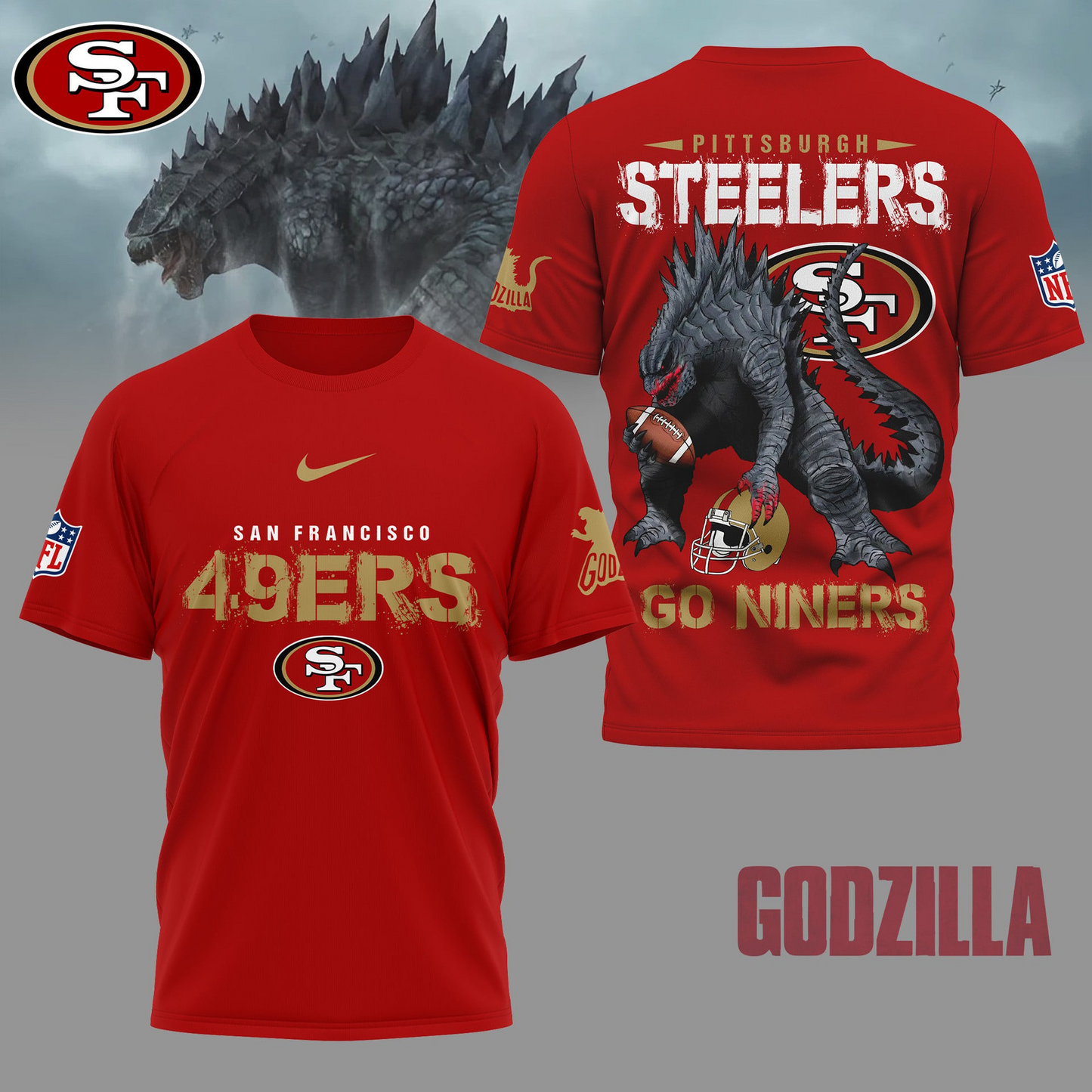 SF49 Premium NFL Godzilla Football Shirt DDT CTND