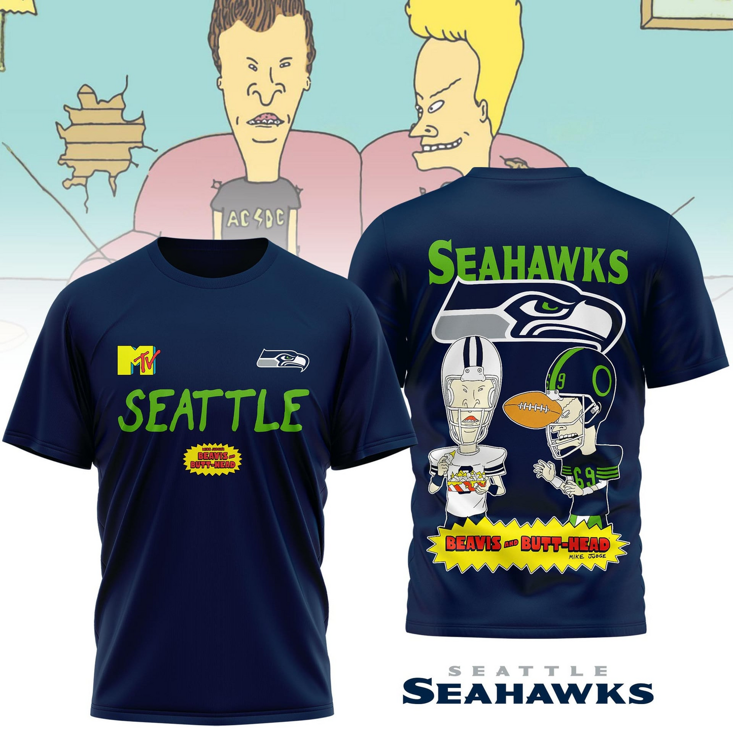 SS Premium NFL Funny Beavis and Butt-Head Shirt DDT NTL