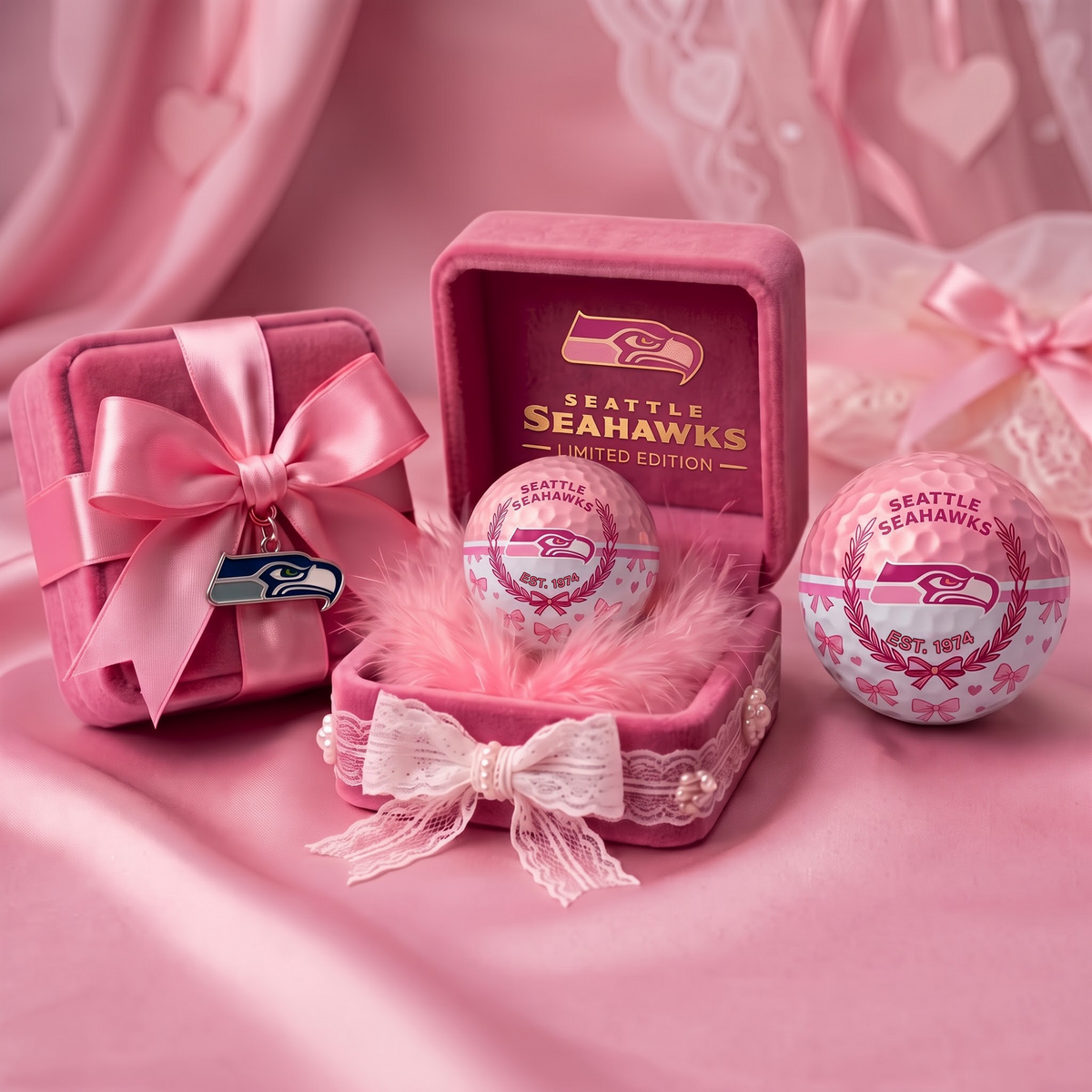 SS x NFL Coquette Pink Velvet Golf Ball Gift Set