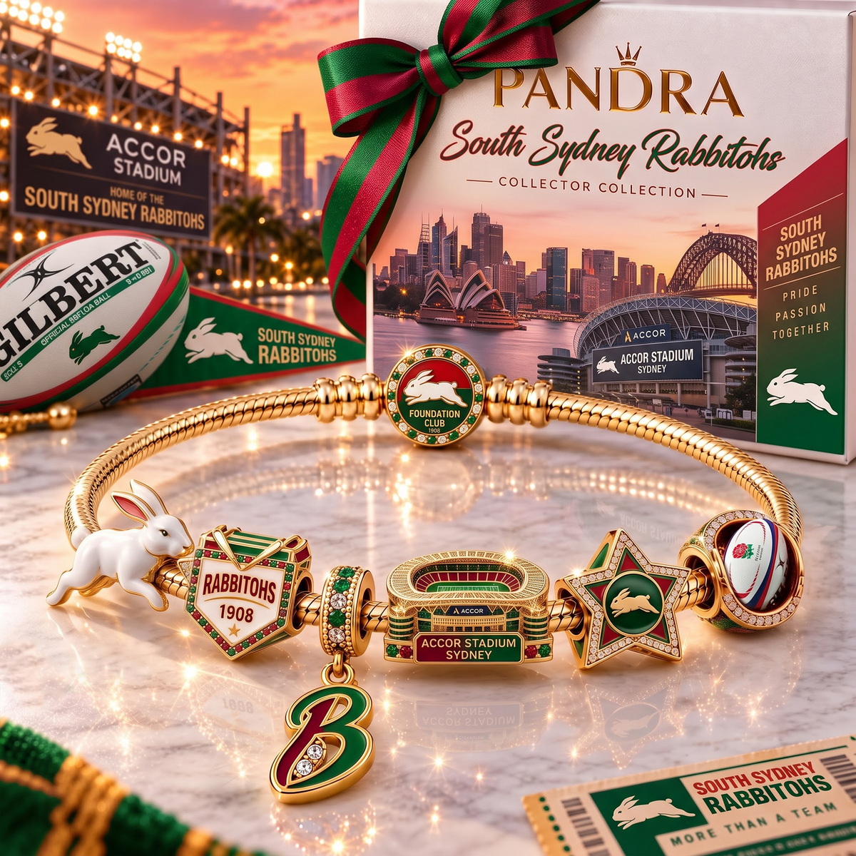 SSR x Premium NRL Heritage Gold Charm Bracelet Gift Set