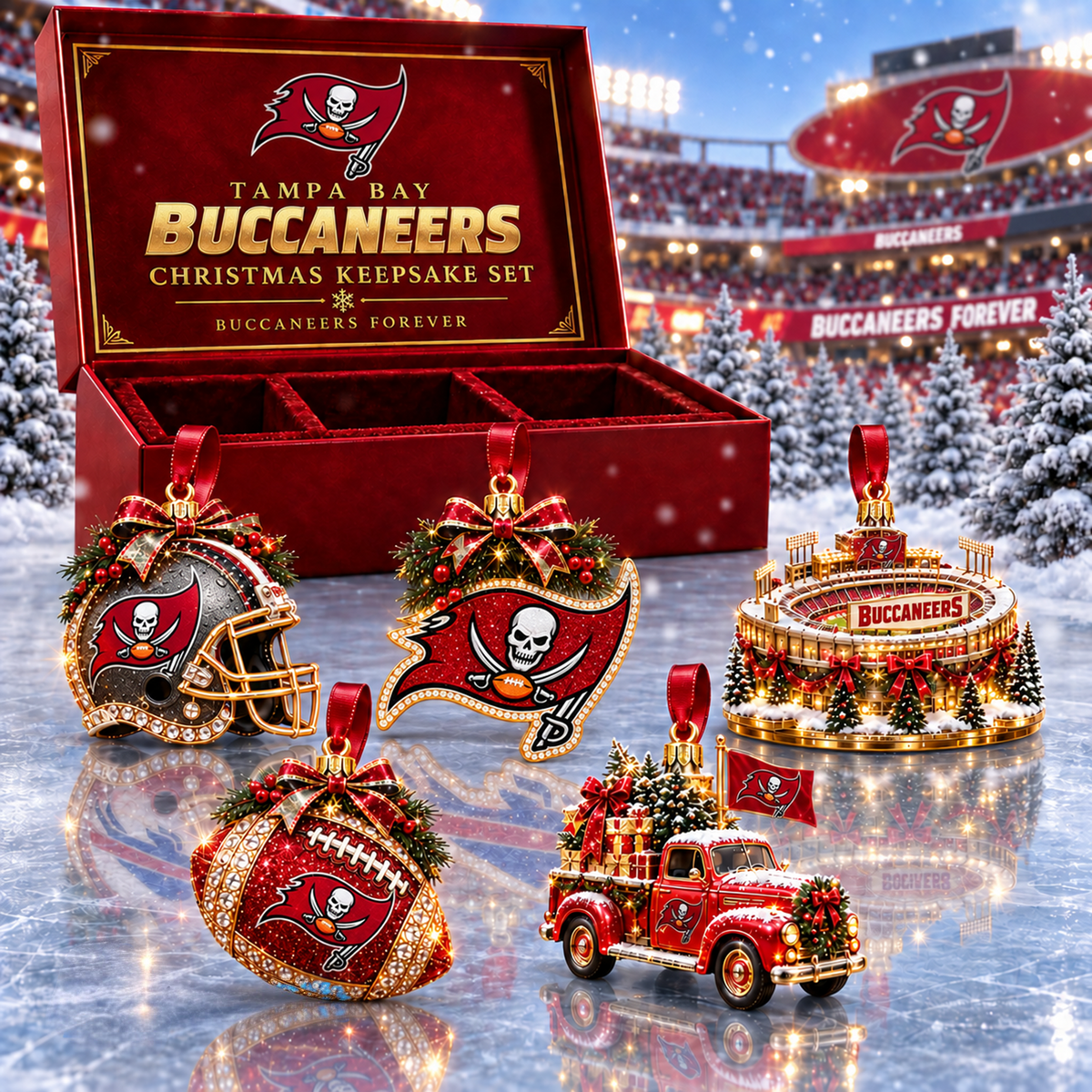 TBB x NFL Christmas KICKOFF Personalized Set 5 Acrylic Ornament