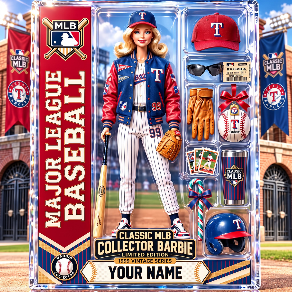 TEX X Personalized Classic MLB Collector Barbie Acrylic Block Plaque
