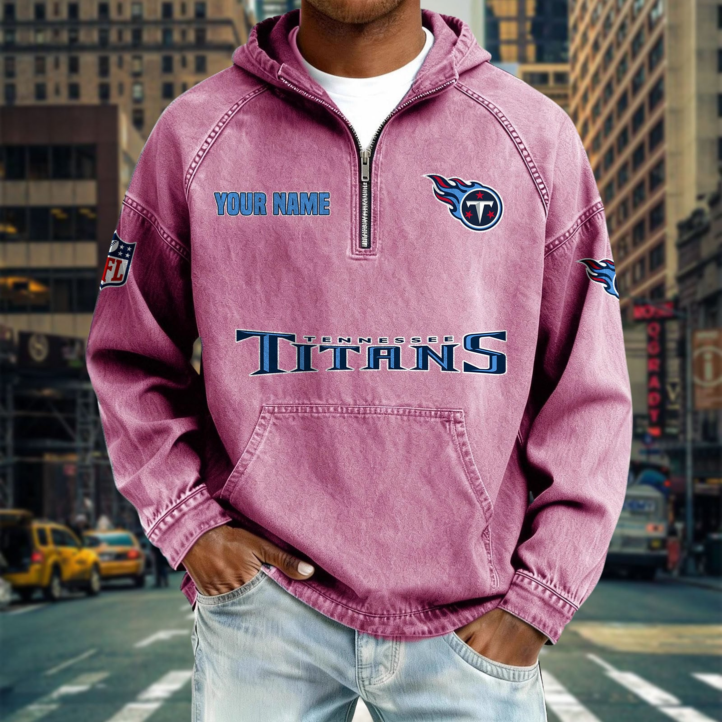 TT x NFL Denim Long - Sleeved Hooded Sweatshirt DDT NTL