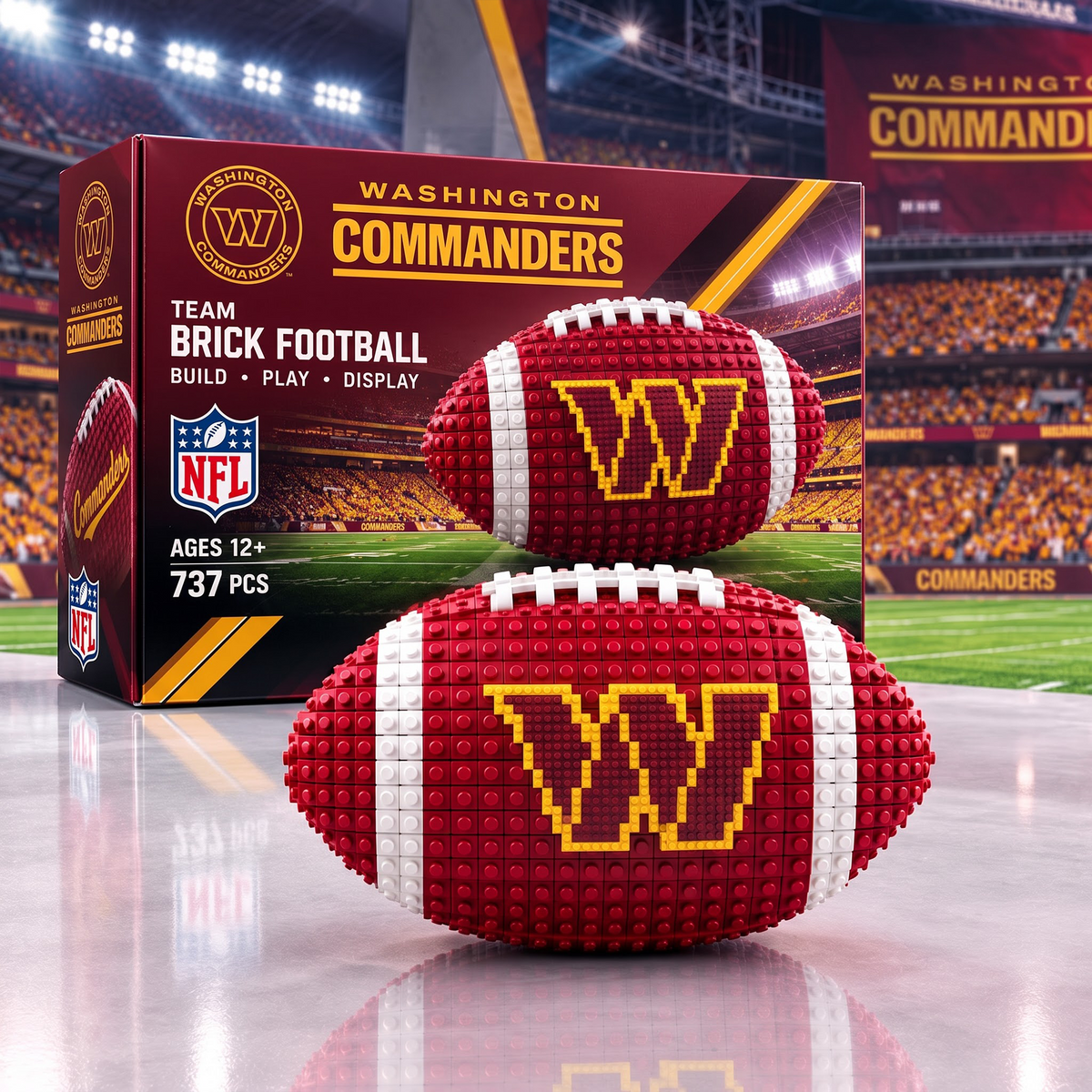 WAS X NFL Team Brick Football Building Set – 3D Bricks Collector Model