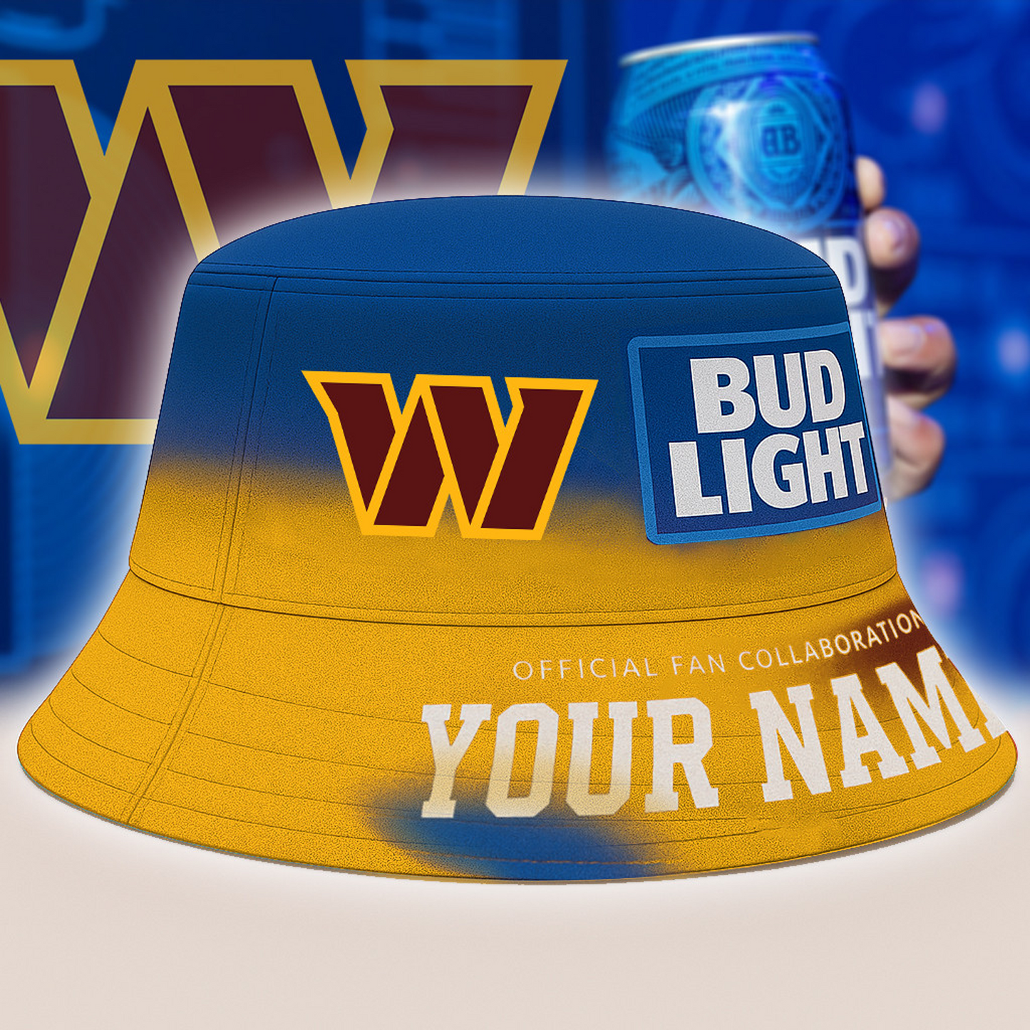 WAS x NFL Bud Light Personalized Bucket Hat DATND TANTD