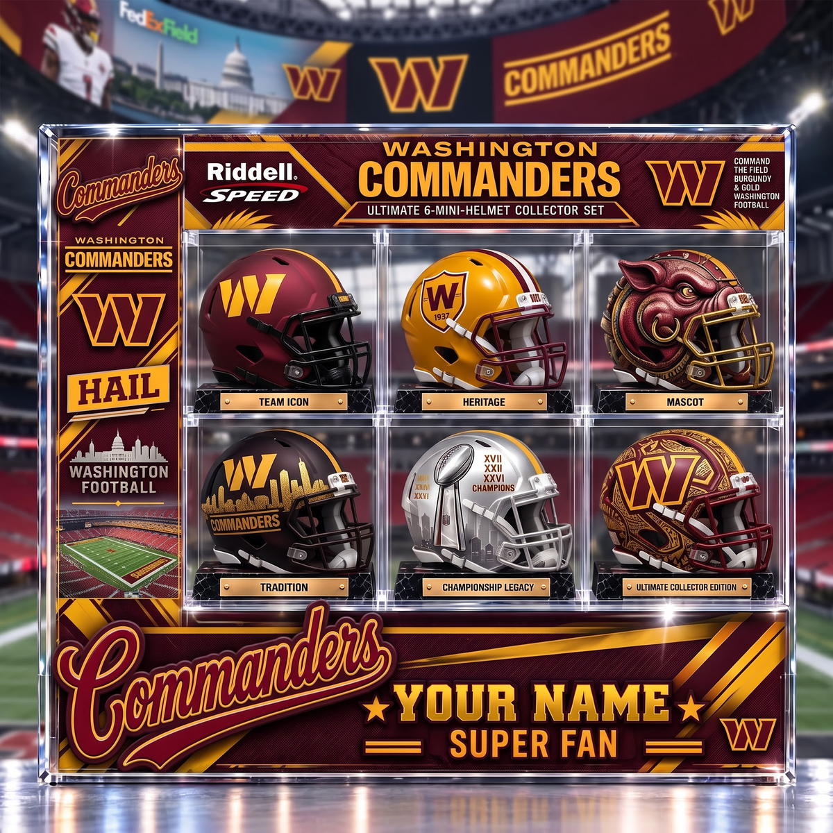 WC x Custom NFL Team Riddell Speed Ultimate 6-Mini-Helmet Collector Set